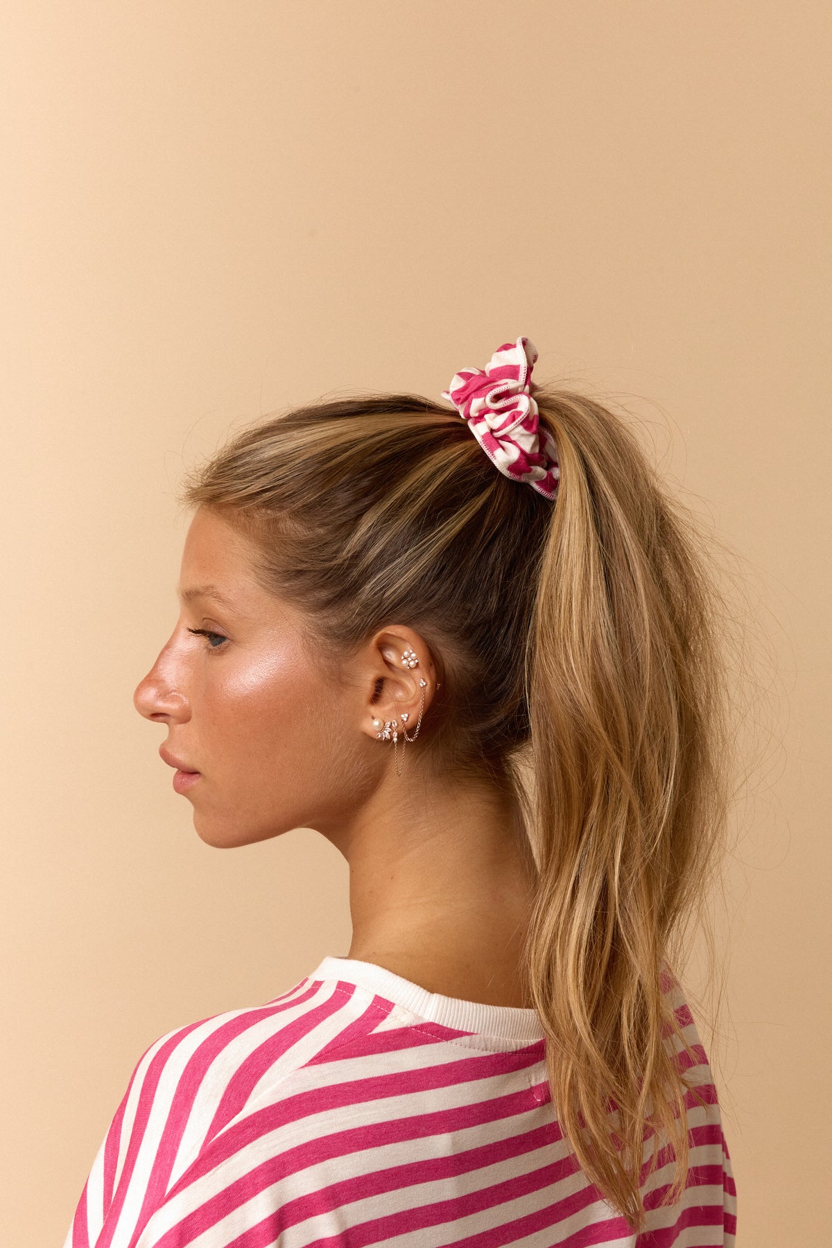 Striped Scrunchie - Pink - GON