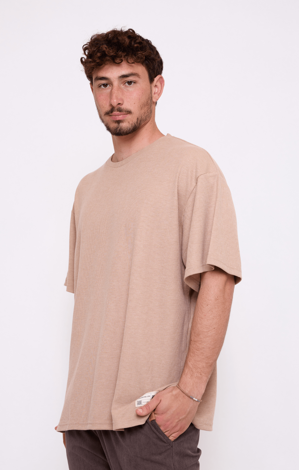 Beige - Waffle T-Shirt - GONSURFING