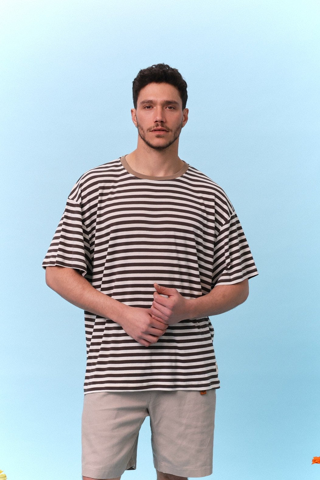 Brown & Cream Stripes - Oversize T-Shirt - GON