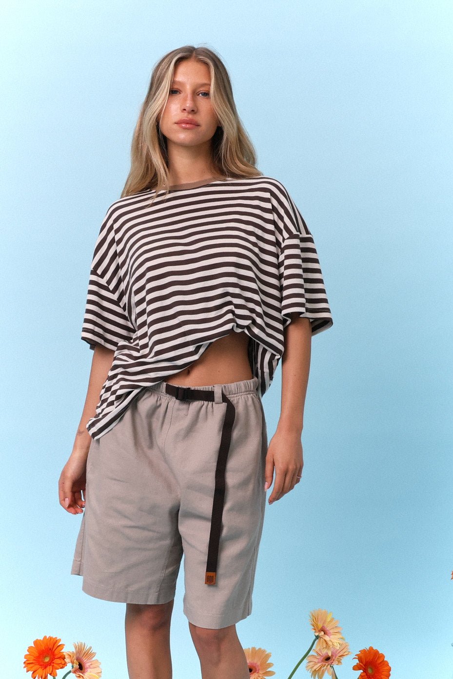 Brown & Cream Stripes - Oversize T-Shirt - GON