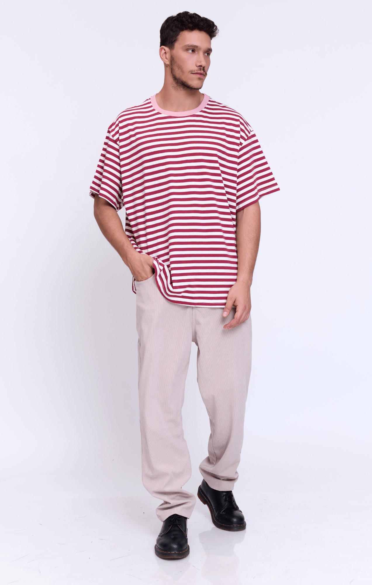Burgundy Stripes - Oversize T-Shirt - GONSURFING