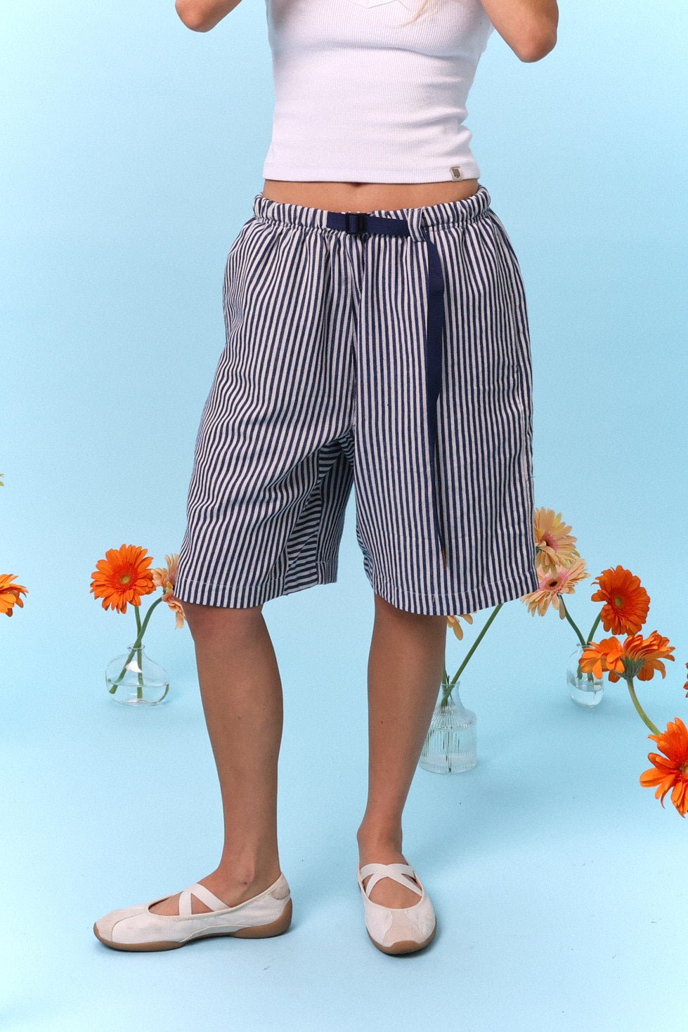Drill Bermuda Shorts - Blue Stripe - GON
