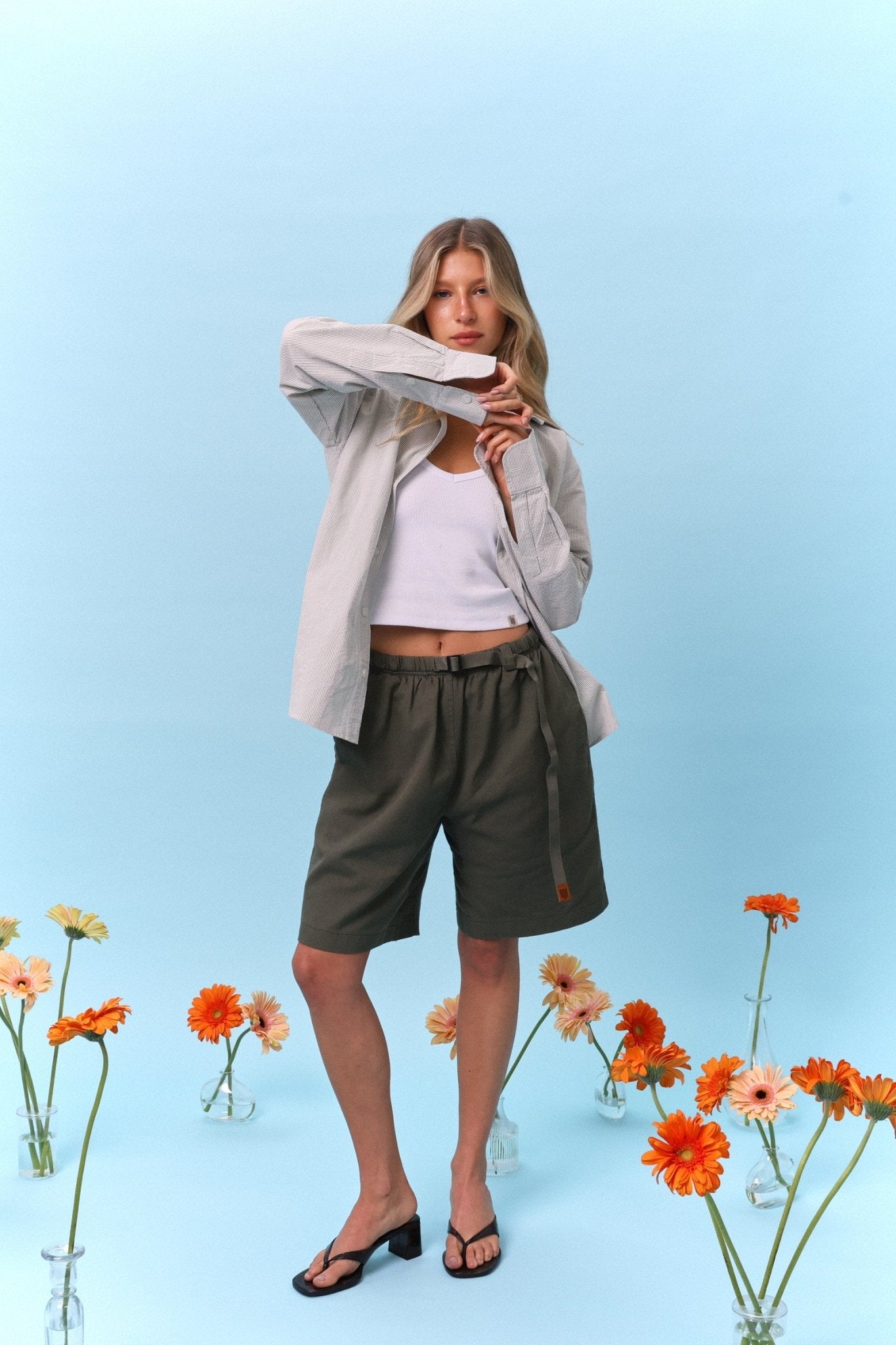 Drill Bermuda Shorts - Green - GON