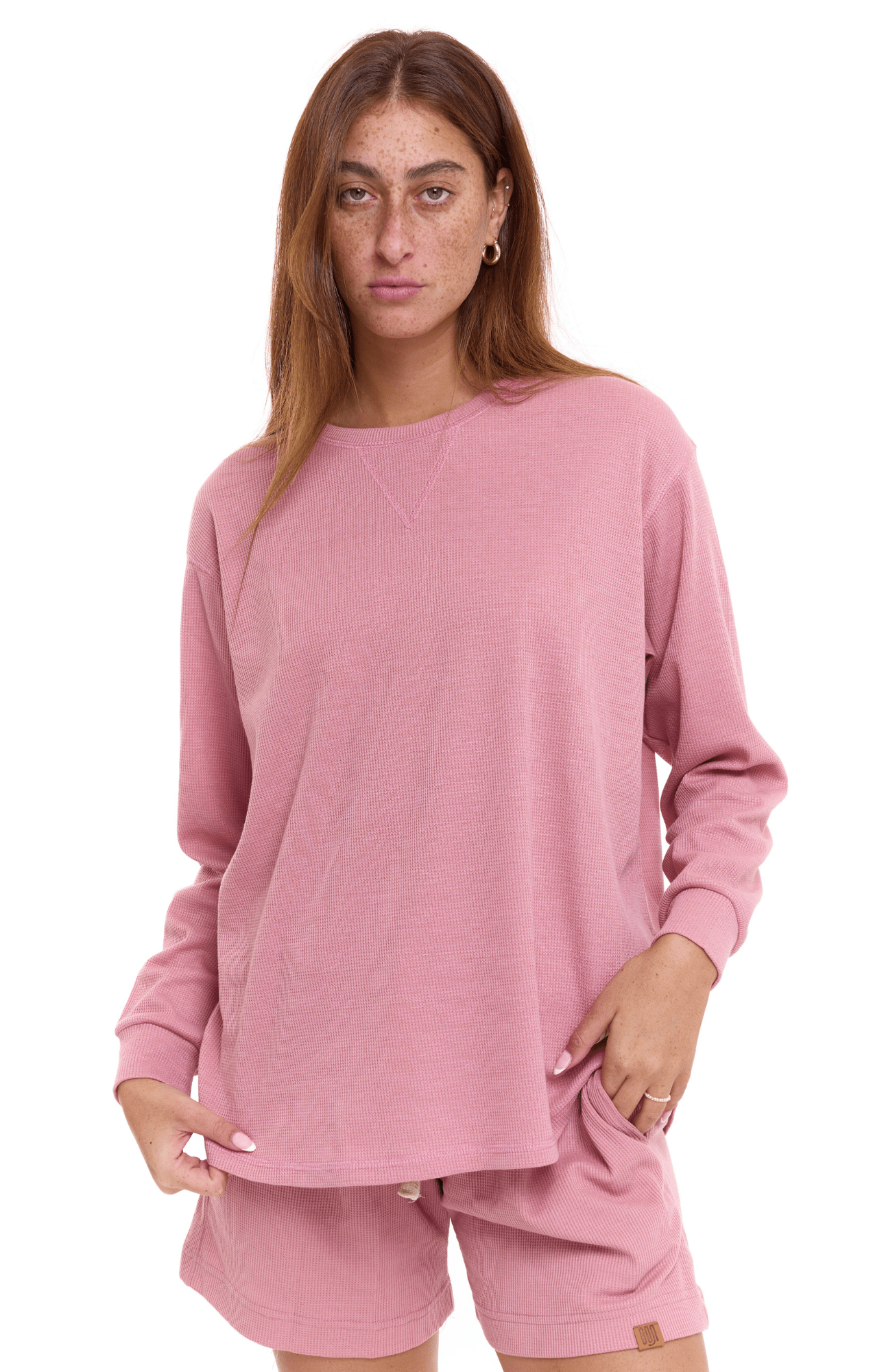 Light Pink - Waffle Long Shirt - GONSURFING