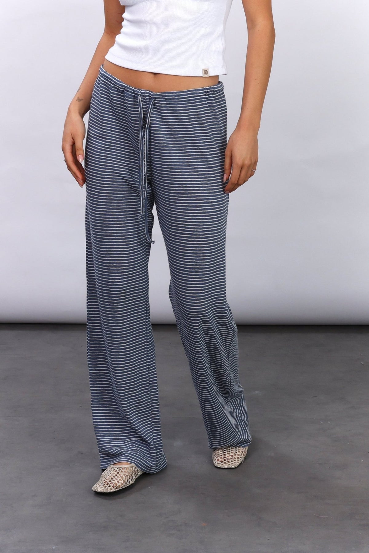Long striped pants - Blue - GON