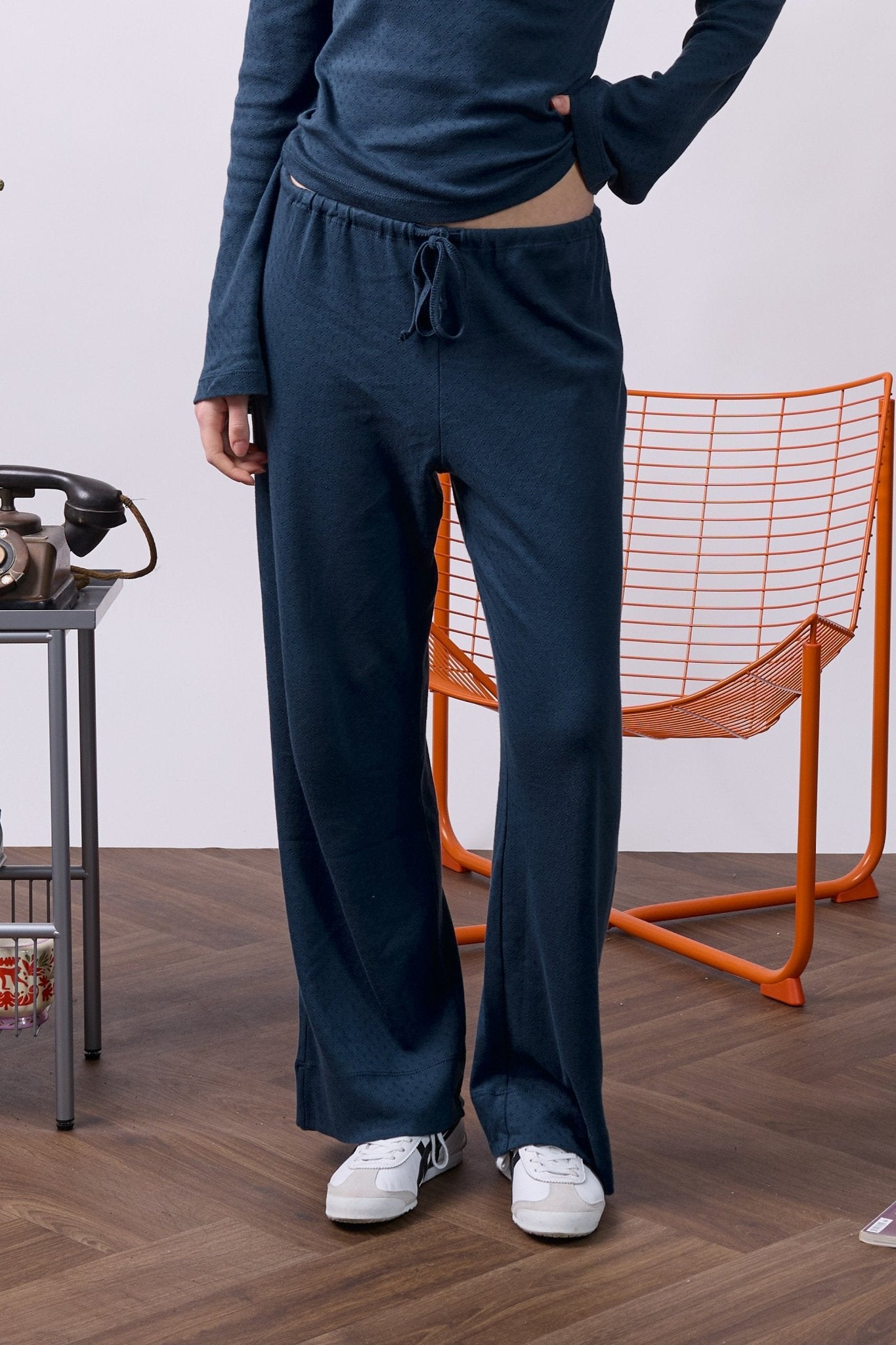 Navy pointeil - long pants - GON
