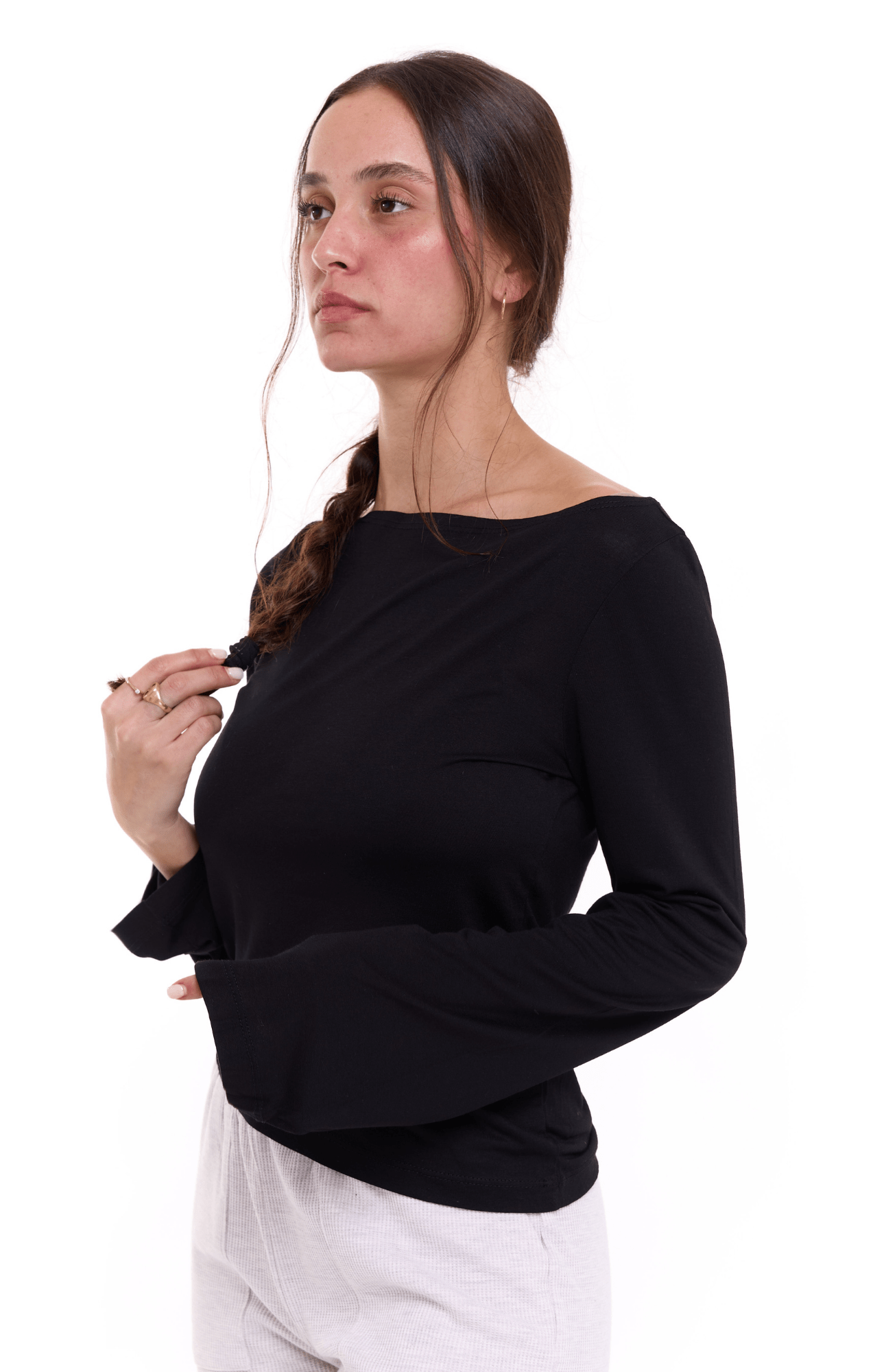 Off shoulder shirt - Black - GONSURFING