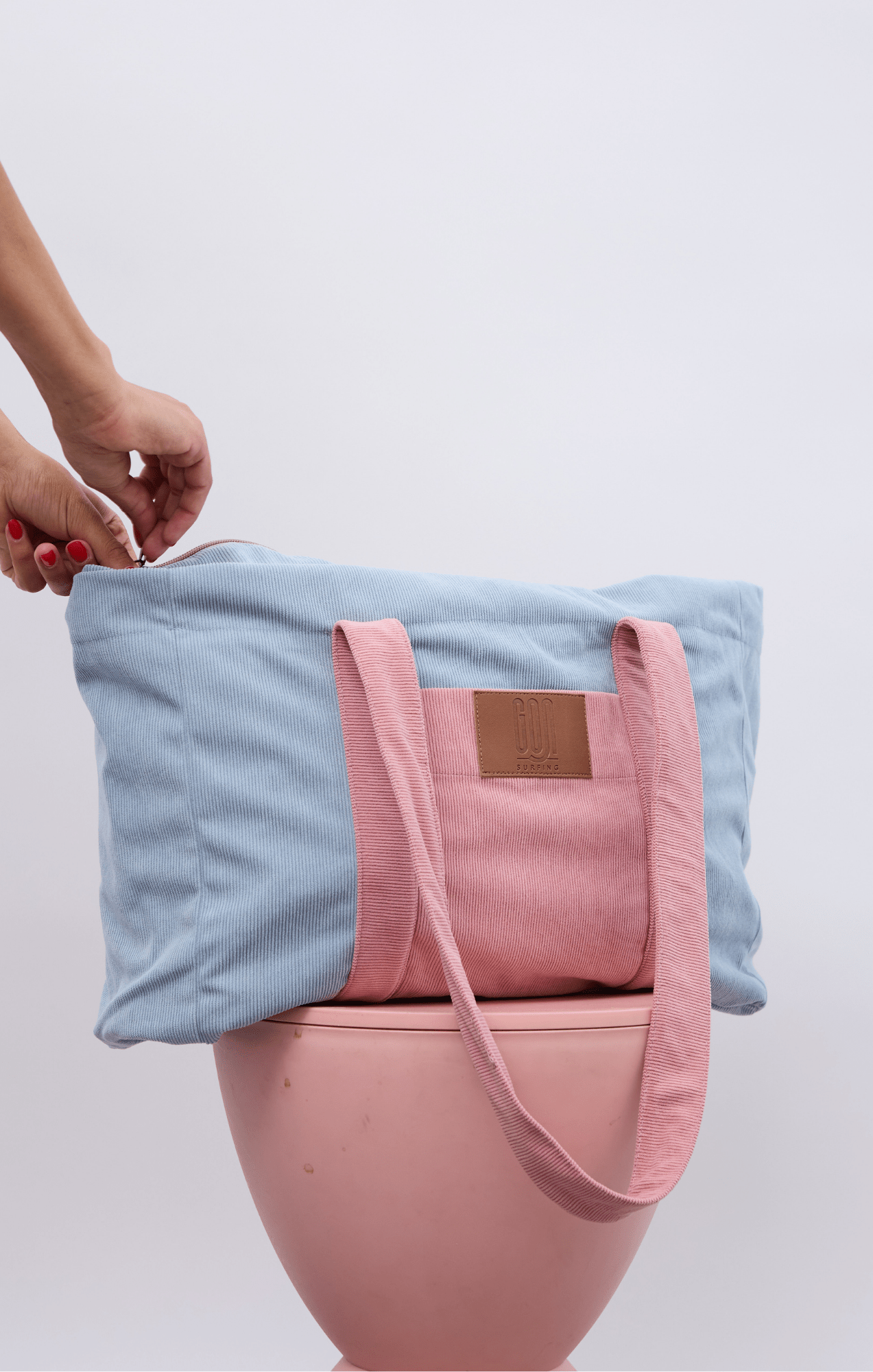 Pink & Light Blue - Corduroy Bag - GONSURFING