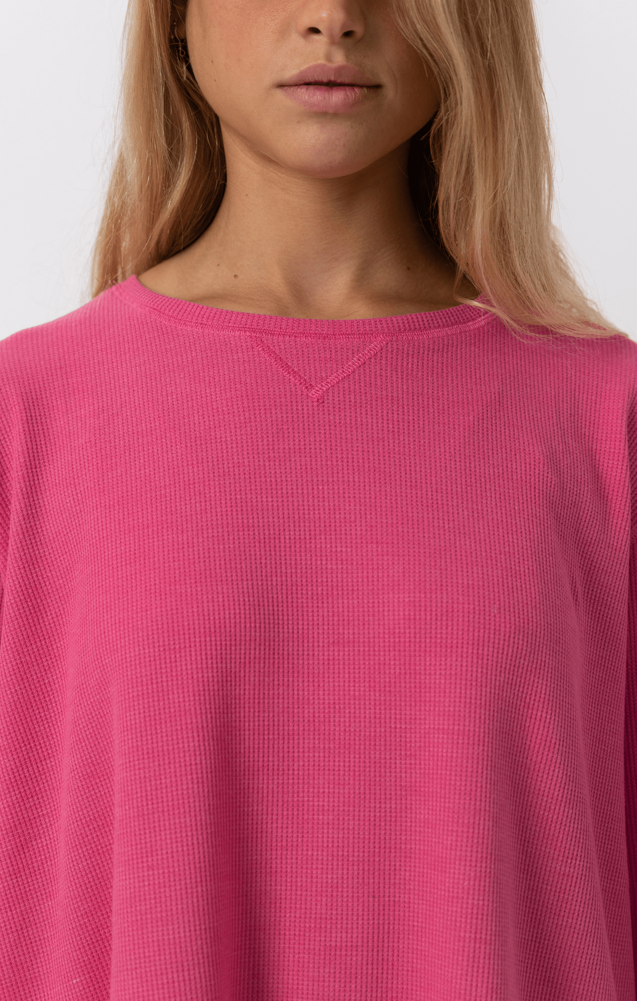 Pink - Waffle Long Shirt - GONSURFING