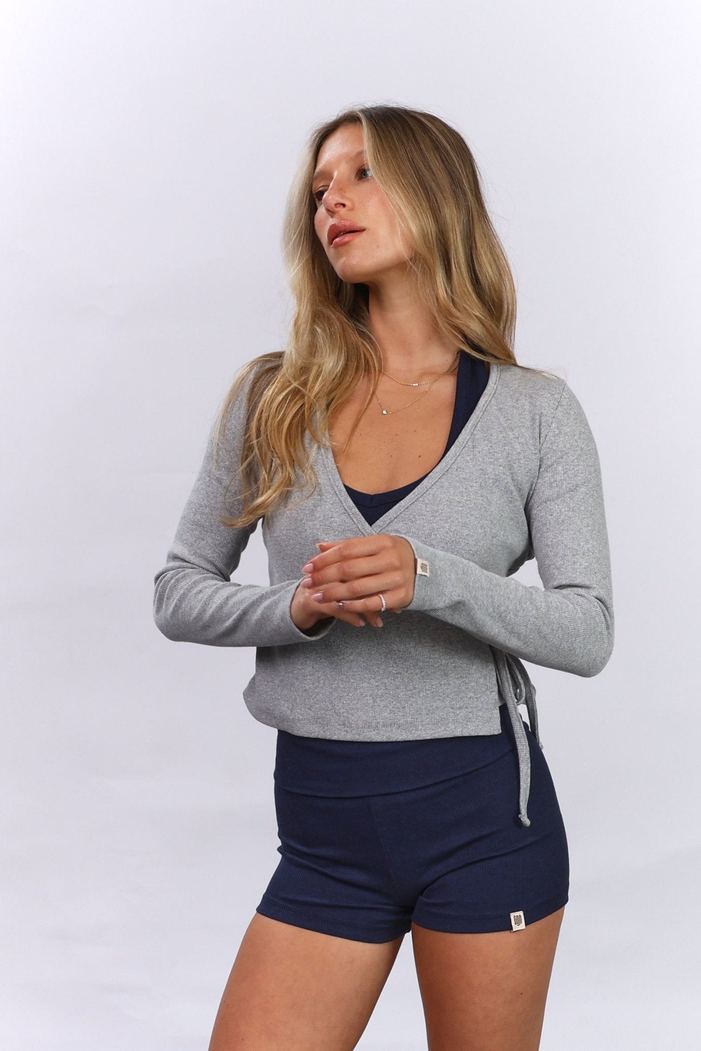 Rib Wrap Top – Grey mélange - GON