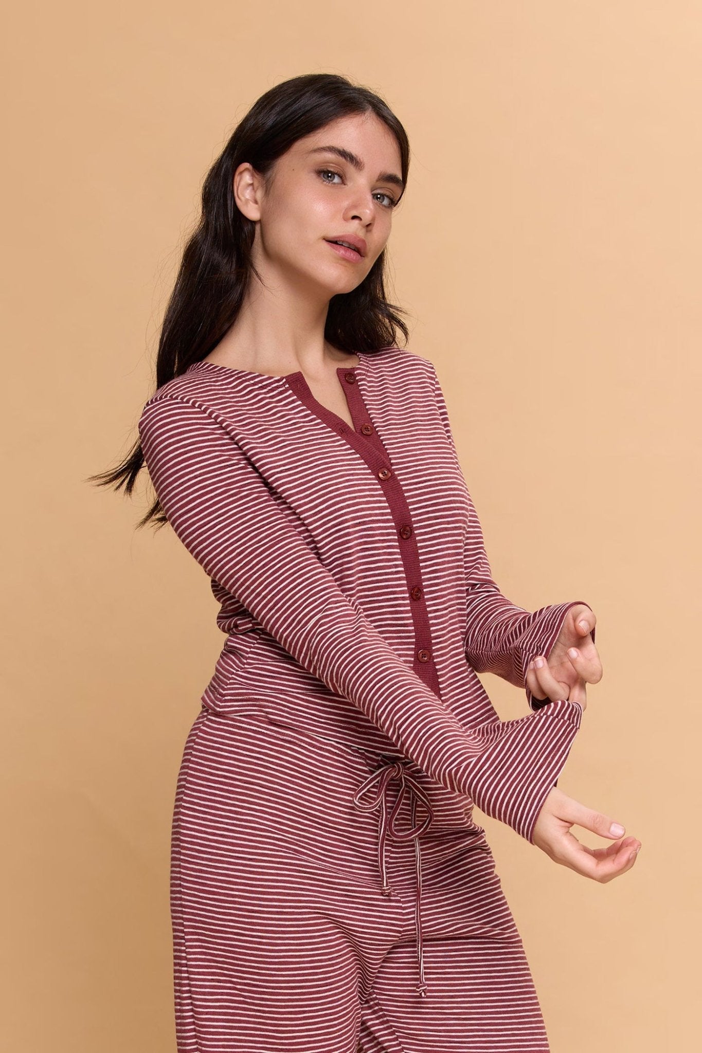 Striped cardigan - Burgundy - GONSURFING