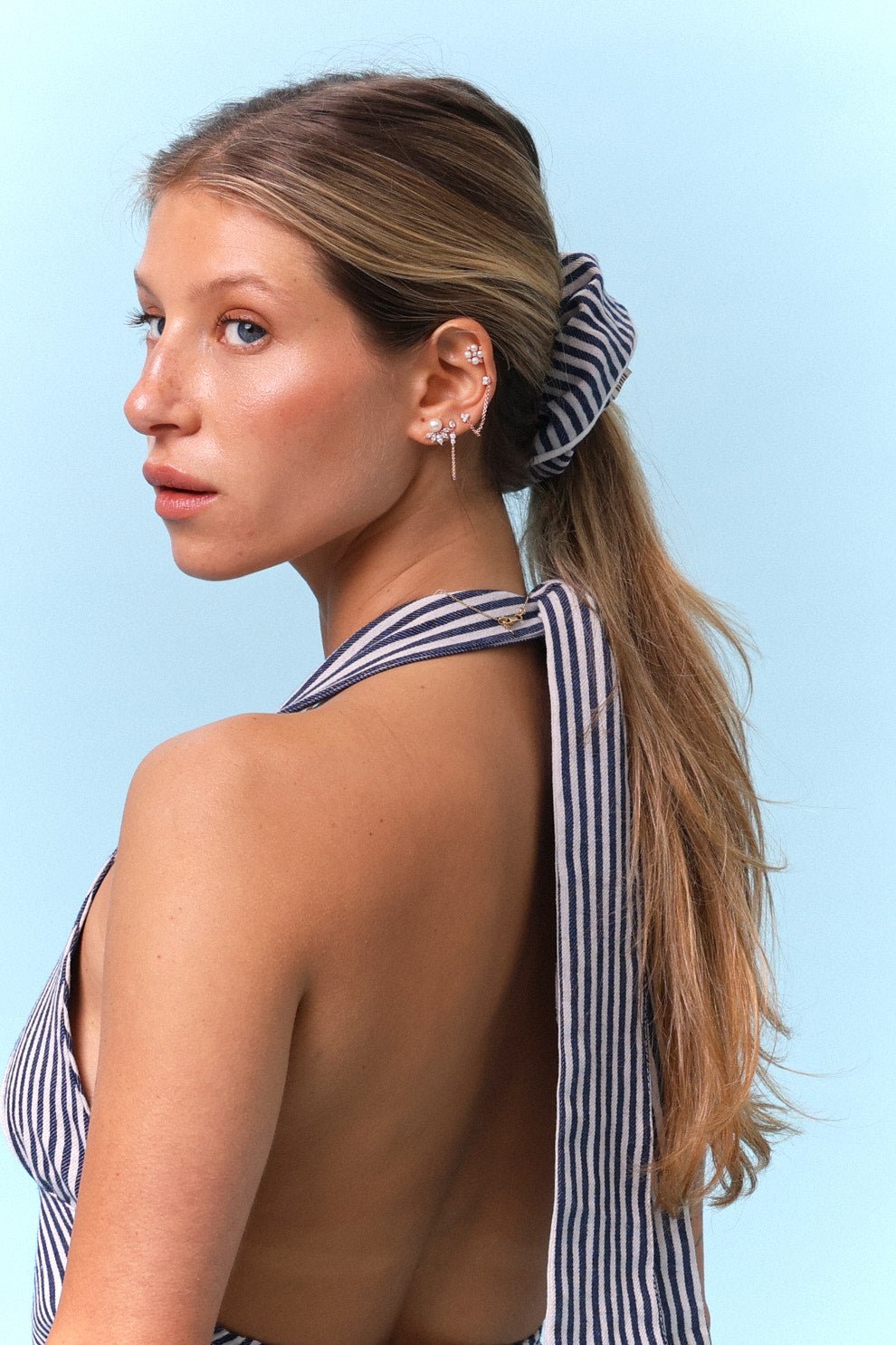 Striped Scrunchie - Jeans - GON