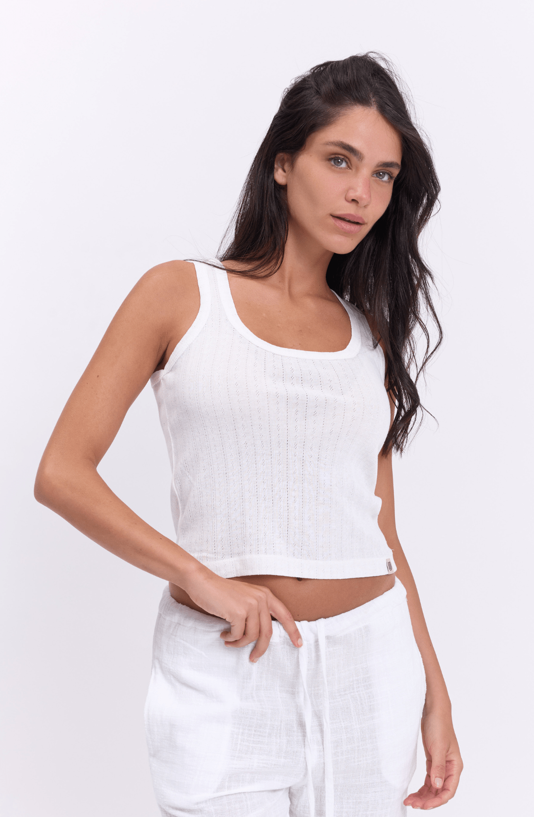 Tank top - off white pointeil - GONSURFING