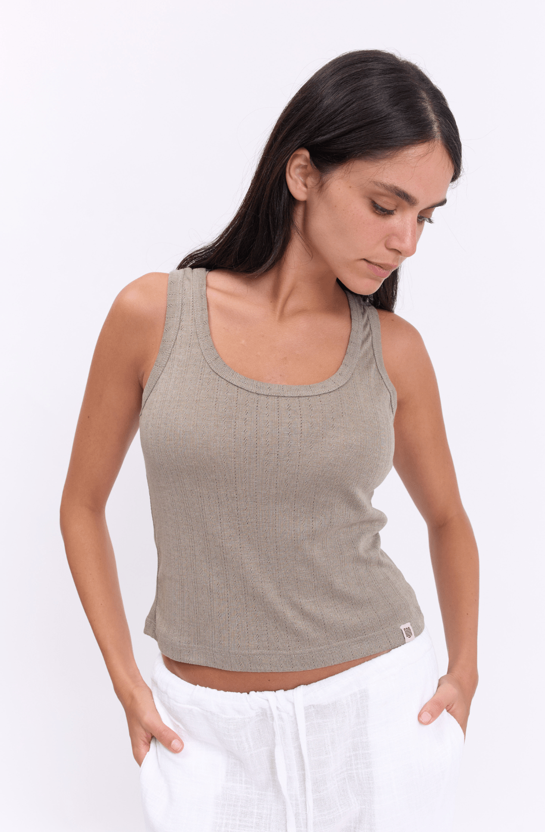 Tank top - olive pointeil - GONSURFING