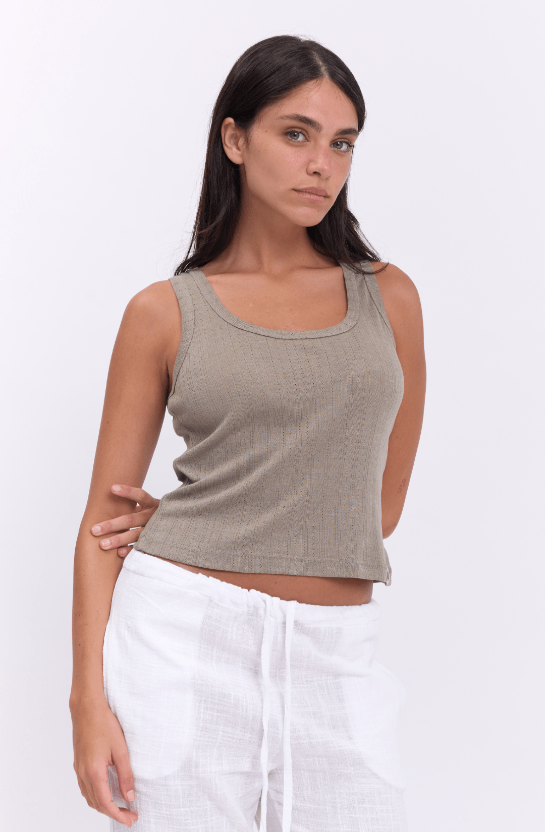 Tank top - olive pointeil - GONSURFING