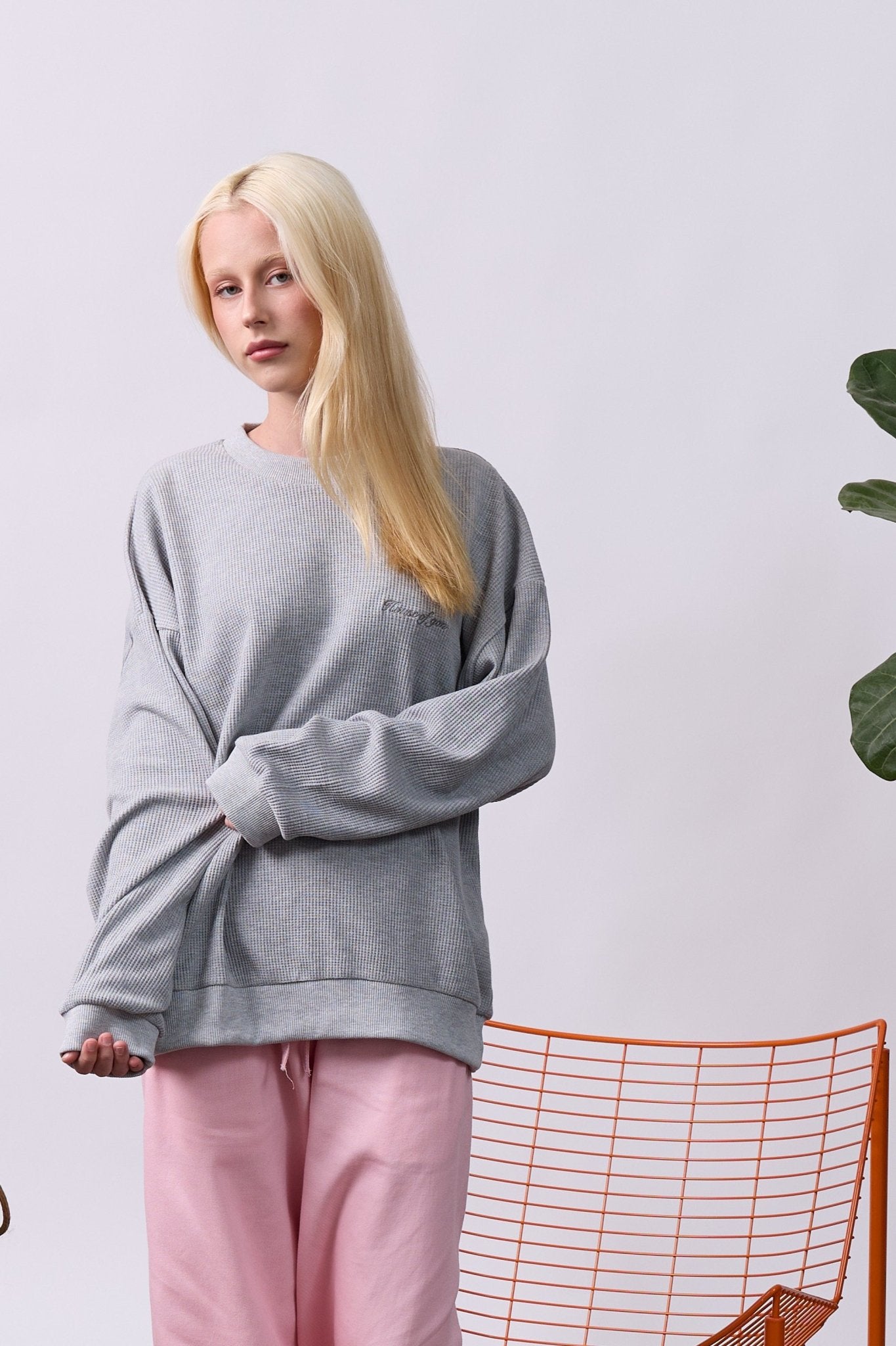Vintage Waffle Sweatshirt – Gray - GON
