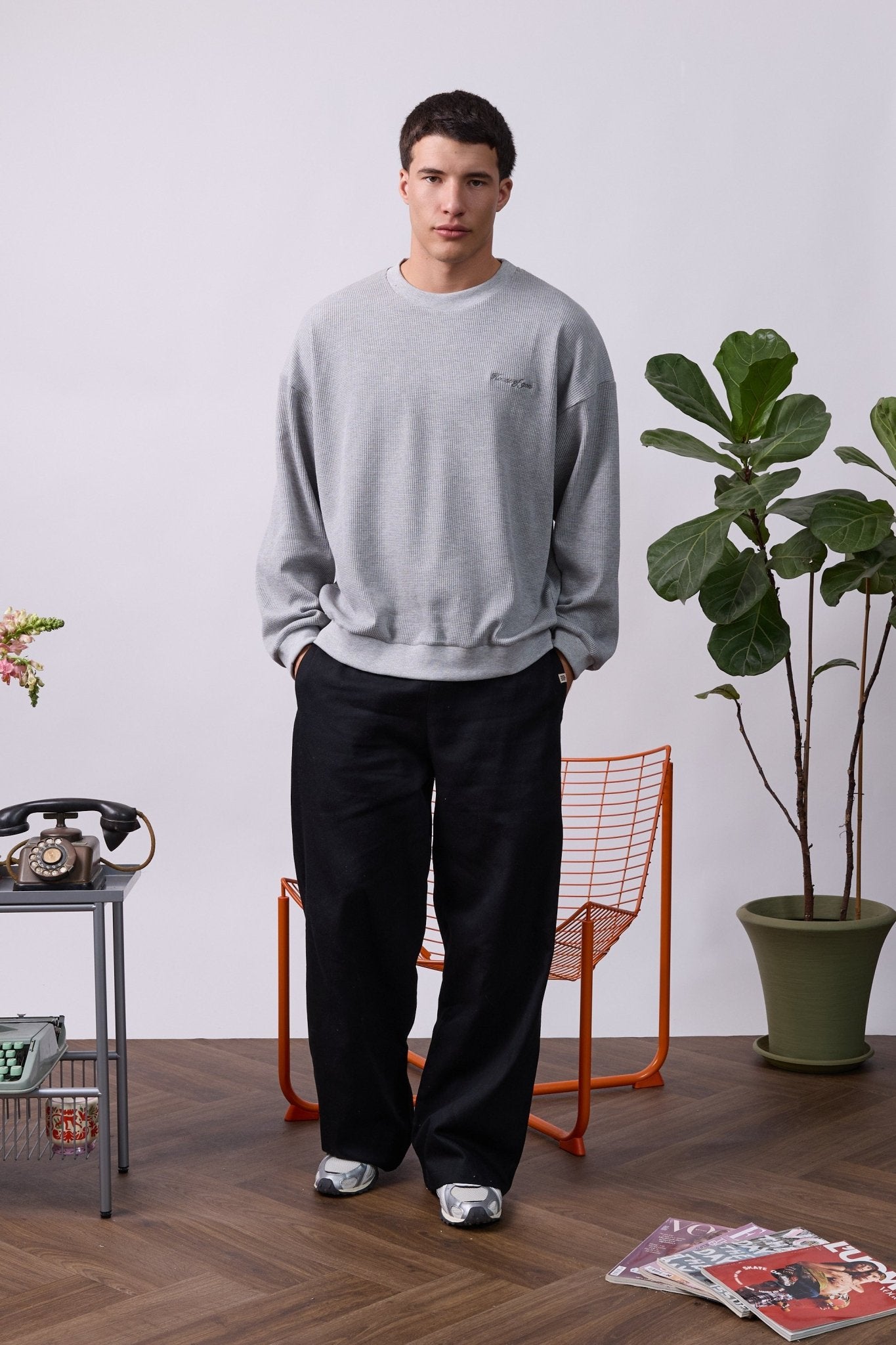 Vintage Waffle Sweatshirt – Gray - GON