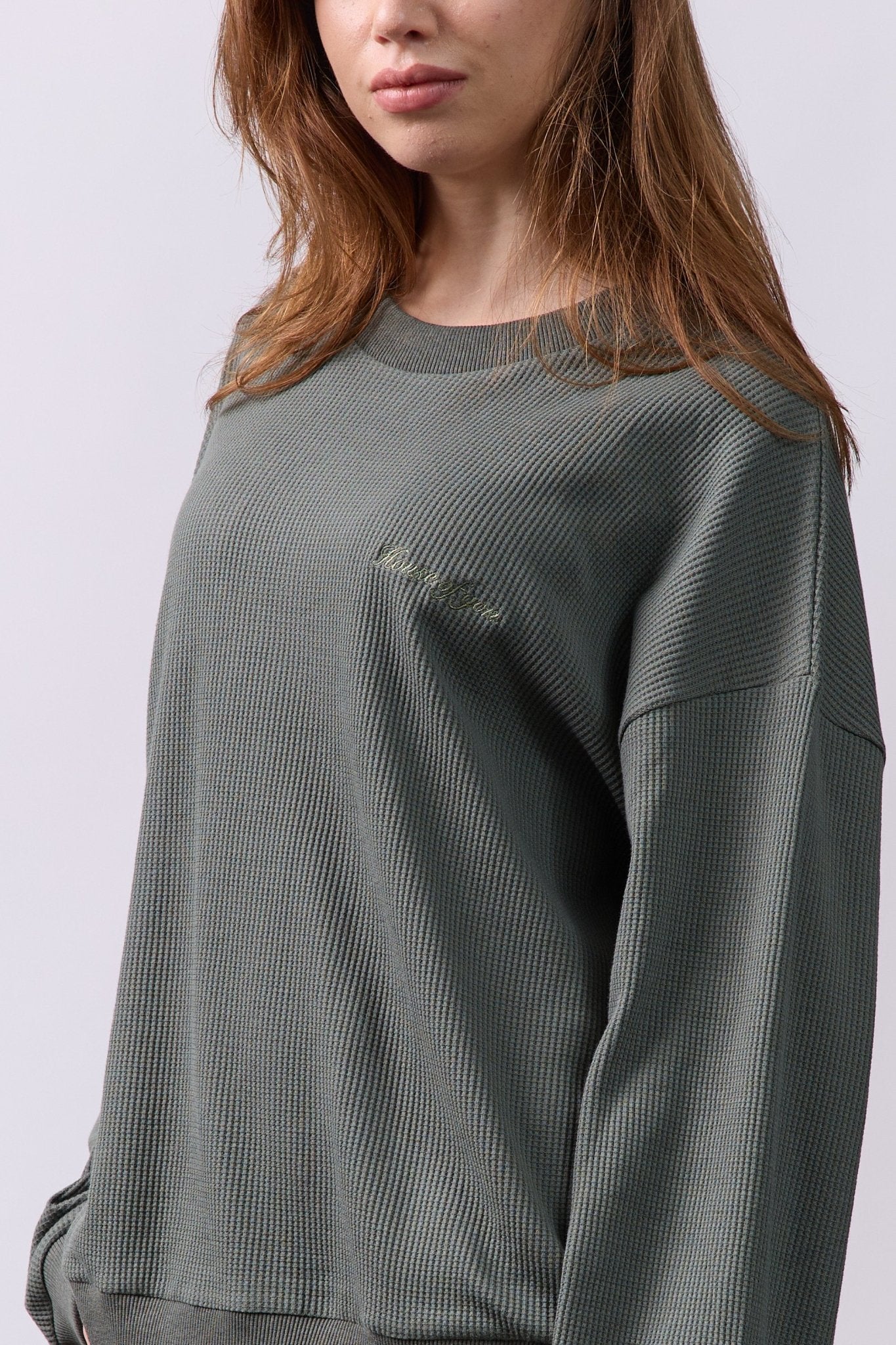 Vintage Waffle Sweatshirt – Olive Green - GON