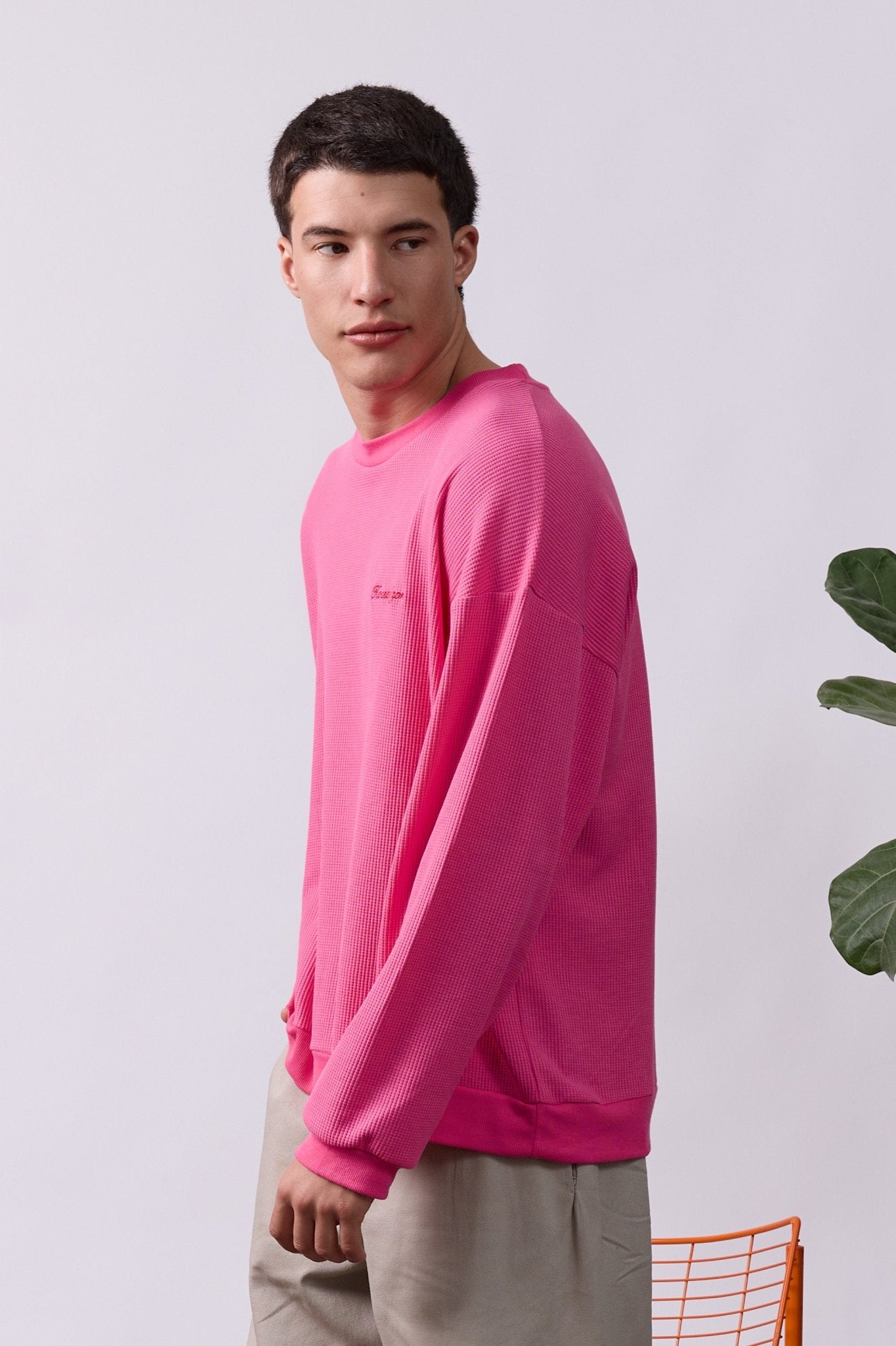 Vintage Waffle Sweatshirt – Pink - GON