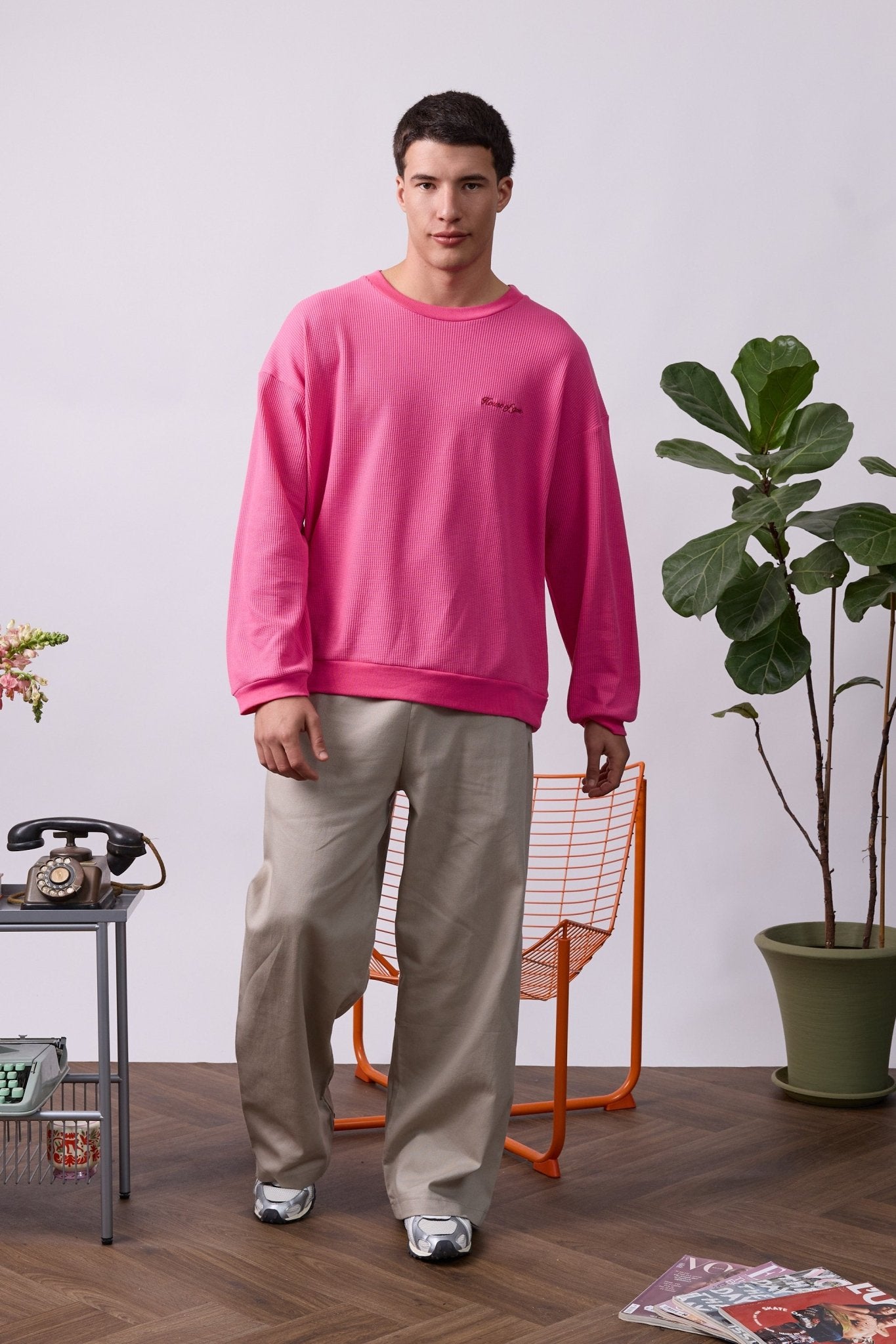 Vintage Waffle Sweatshirt – Pink - GON