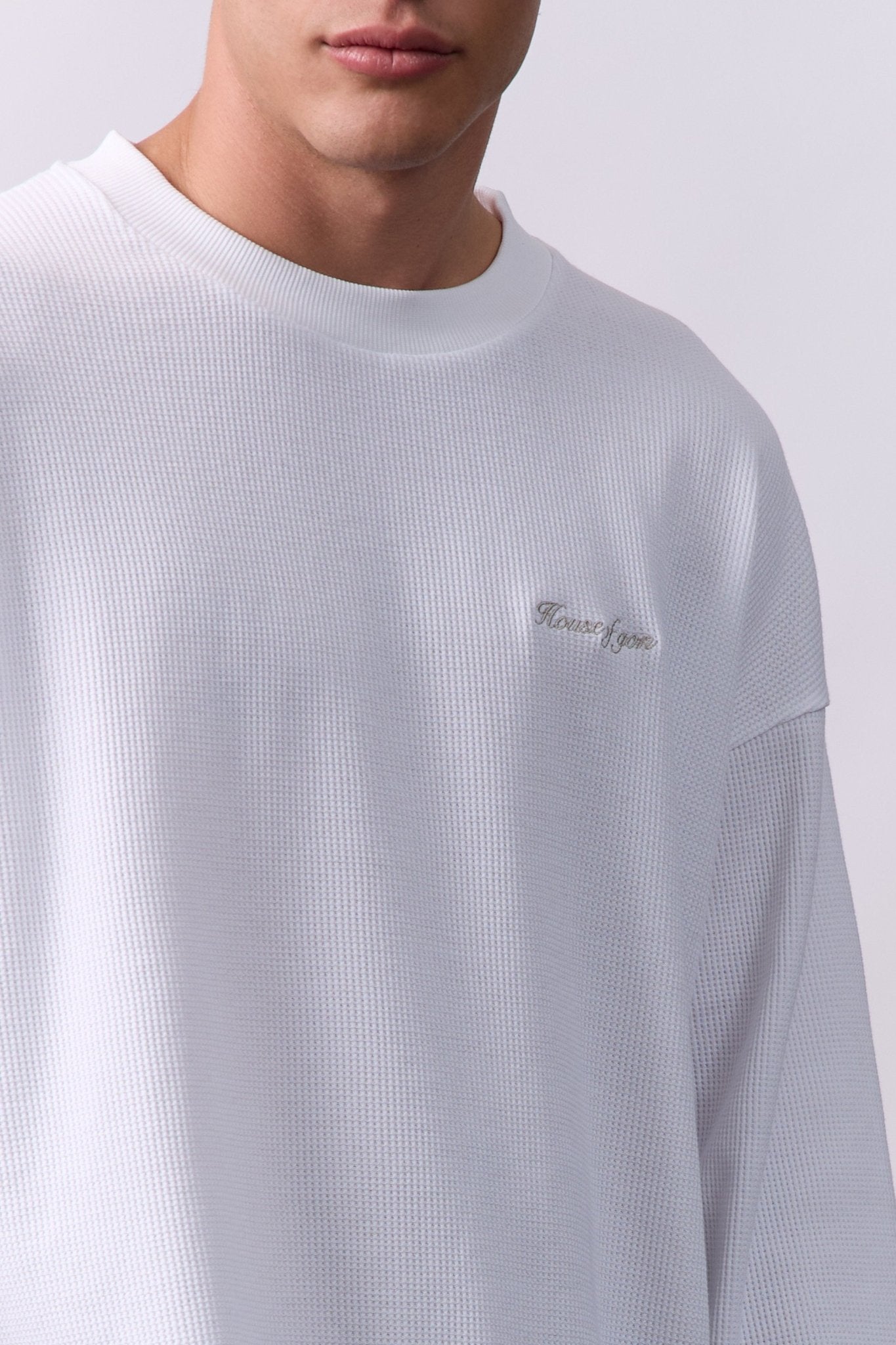 Vintage Waffle Sweatshirt – White - GON