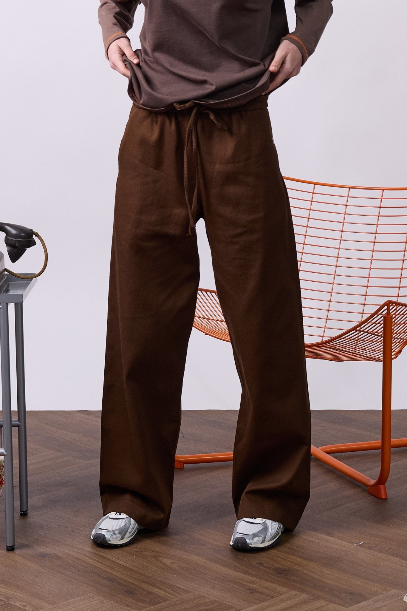 Wide Drill Pants – Brown - GON