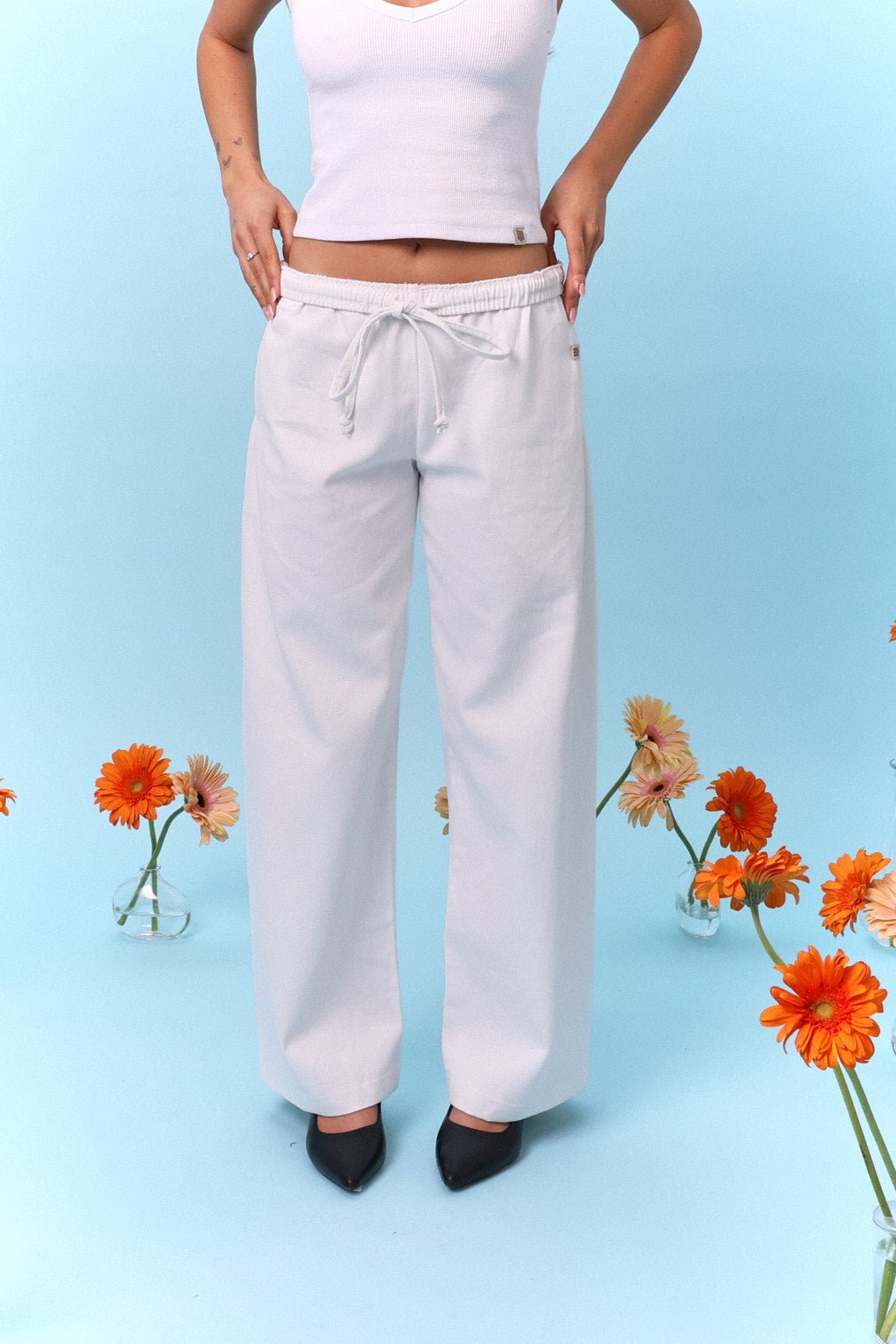 Wide Drill Pants – Off White - GON