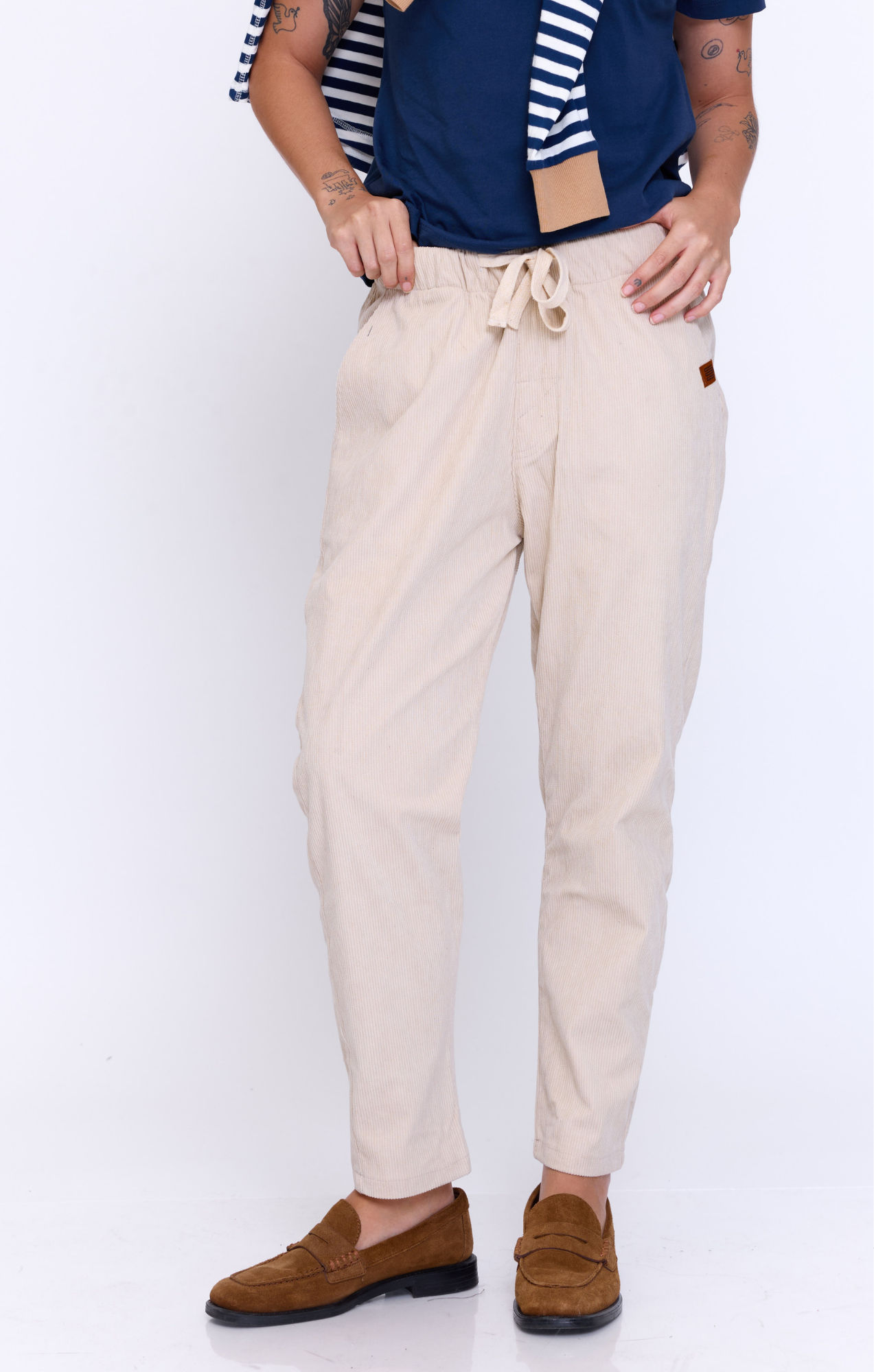 Cream - Corduroy Long Pants