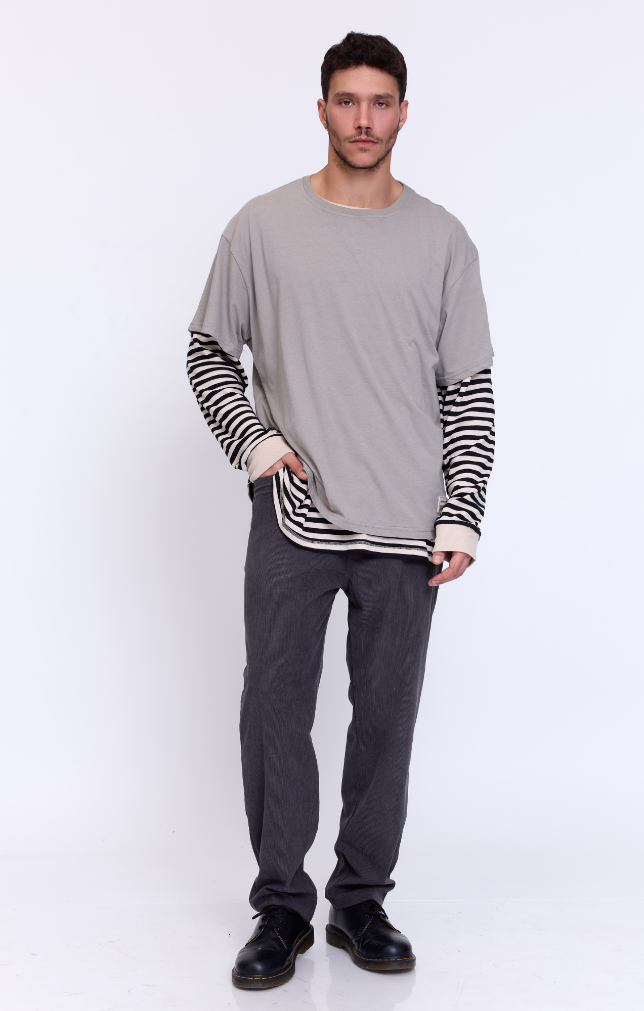 Baggy Gray - corduroy long pants