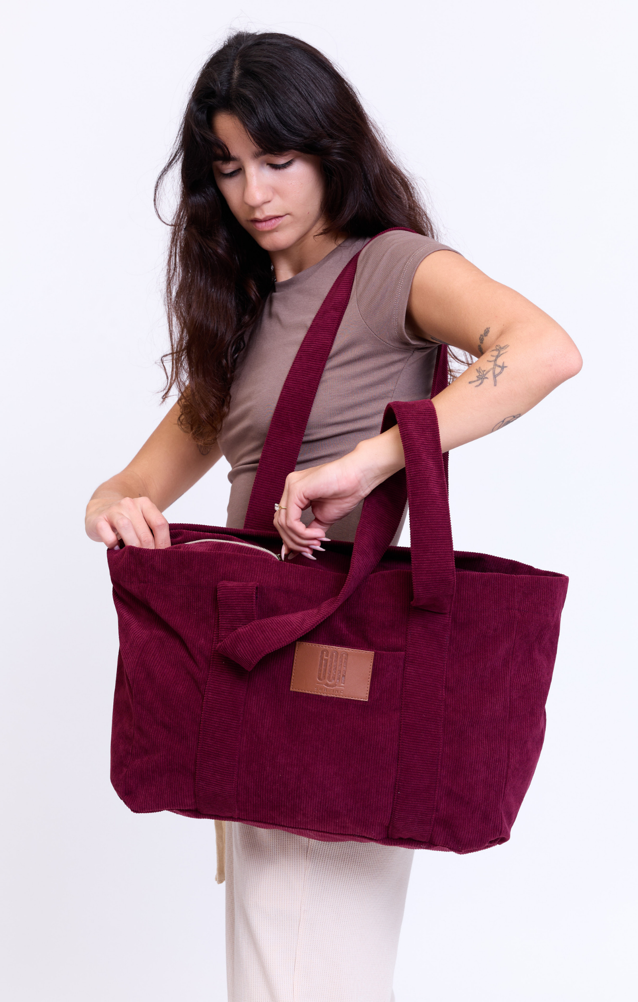 Burgundy - Corduroy Bag