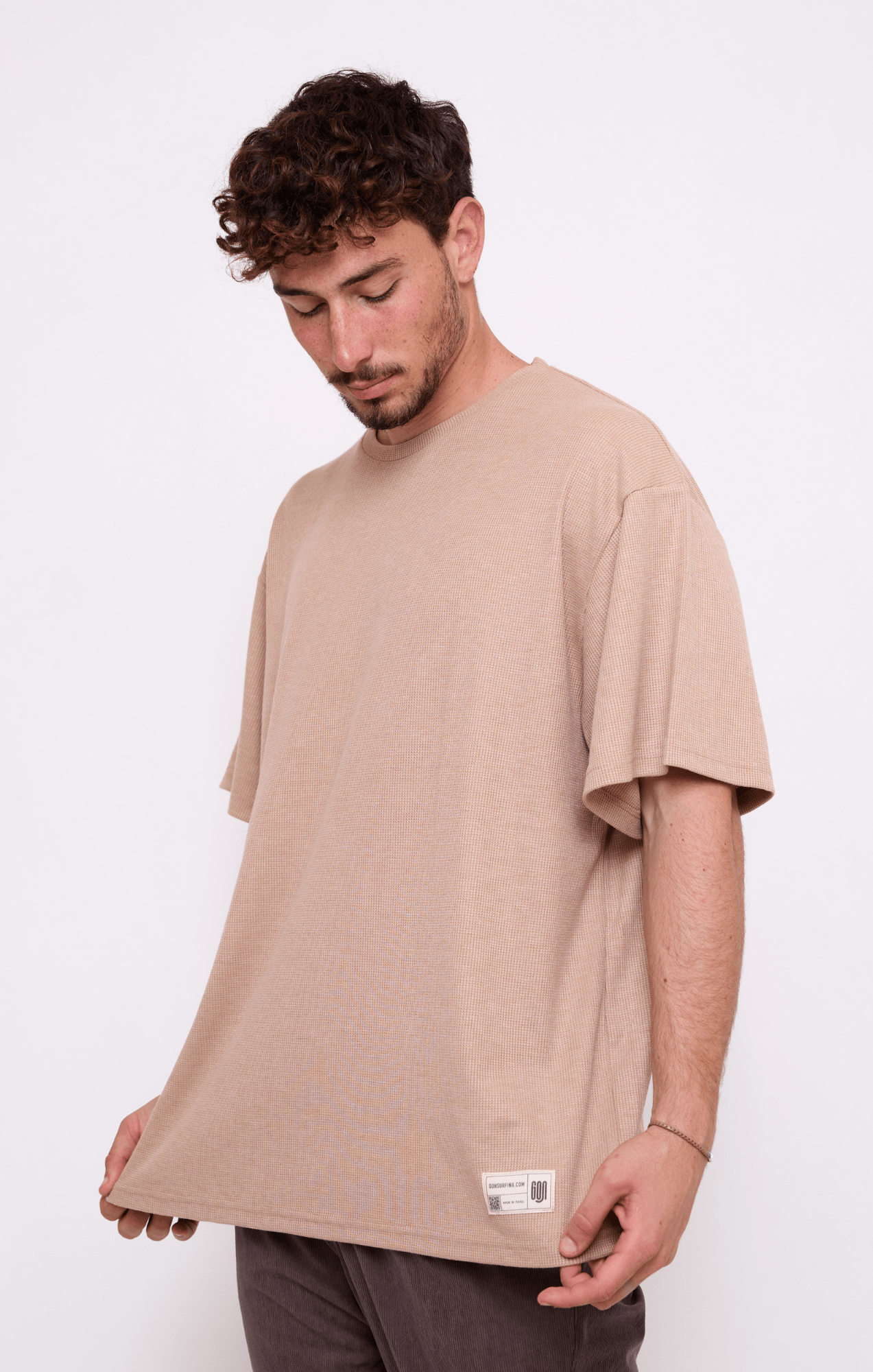 Beige - Waffle T-Shirt - GONSURFING