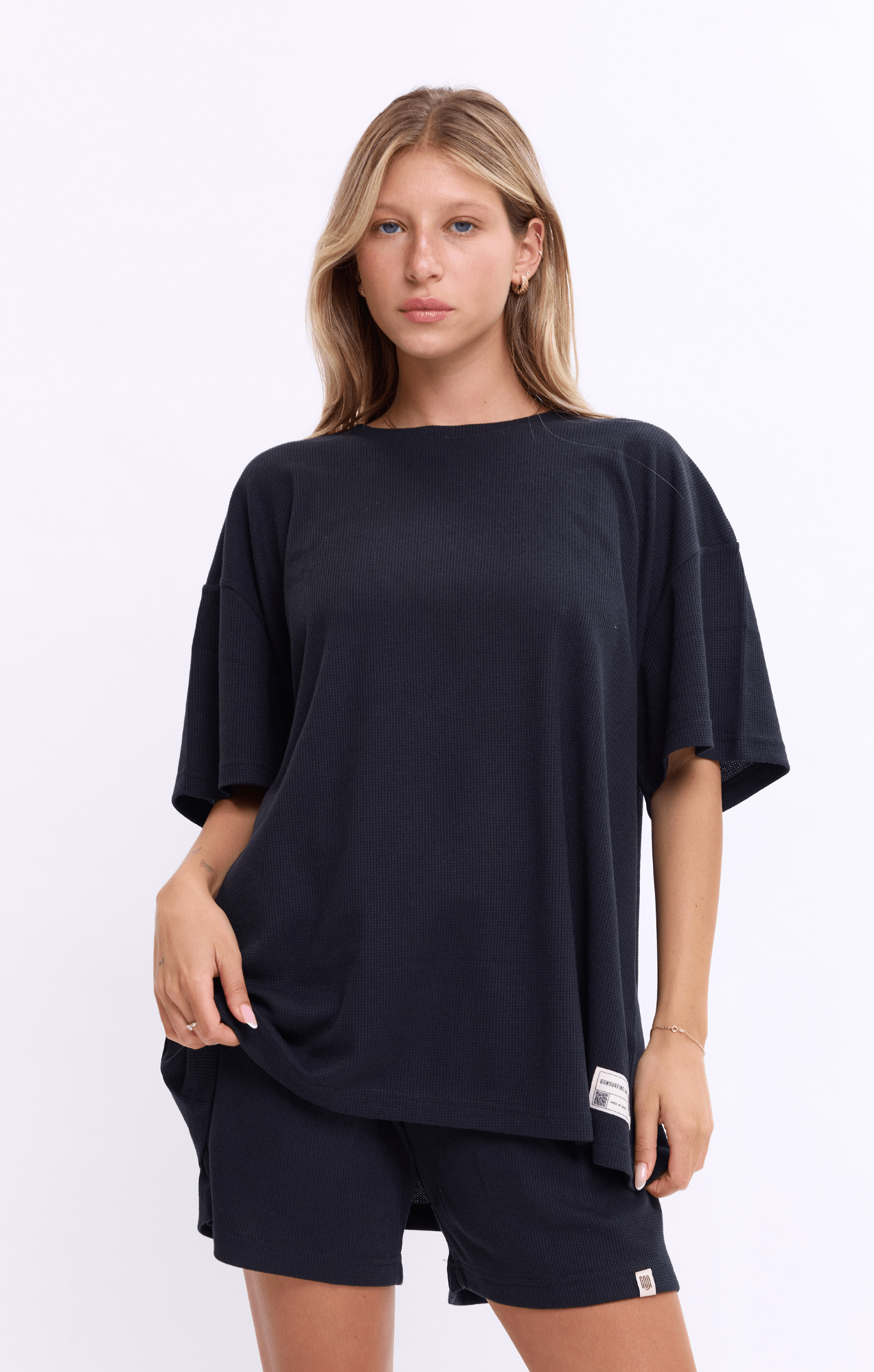 Black - Waffle T-Shirt - GONSURFING