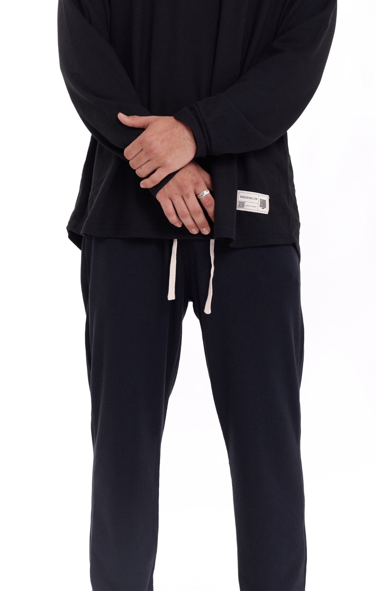 Black - Waffle Unisex Long Pants - GONSURFING