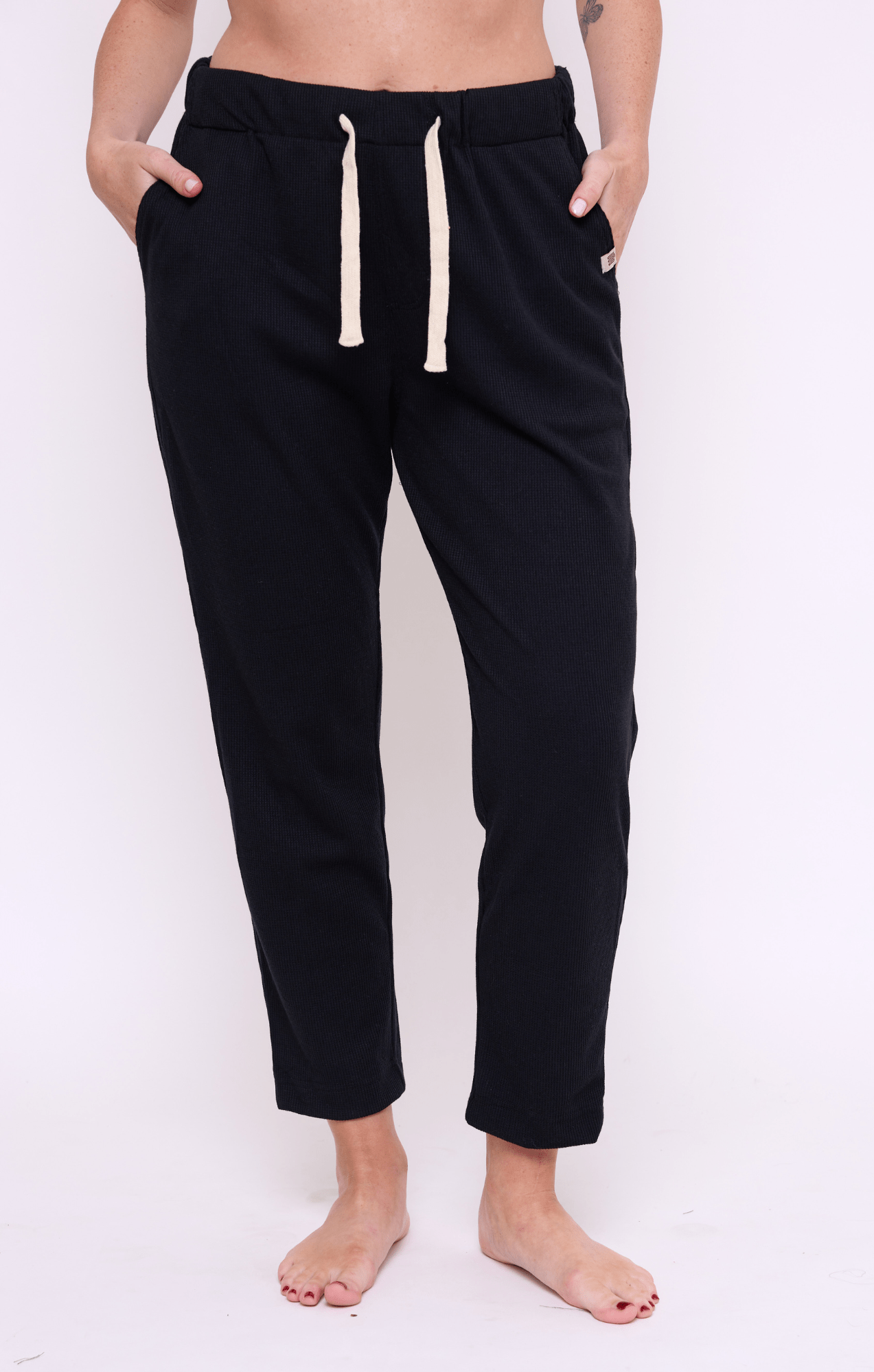 Black - Waffle Unisex Long Pants - GONSURFING