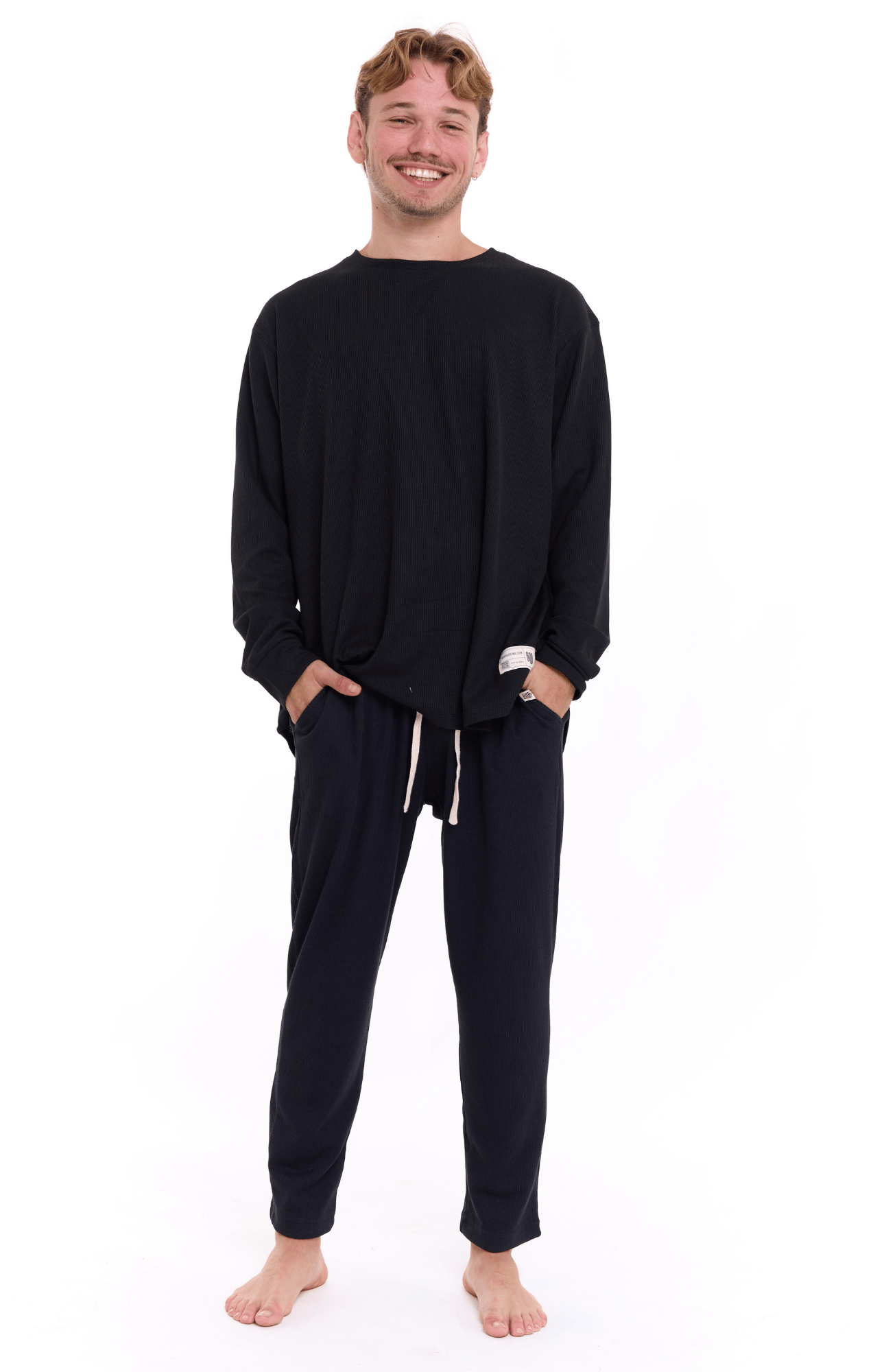 Black - Waffle Unisex Long Pants - GONSURFING