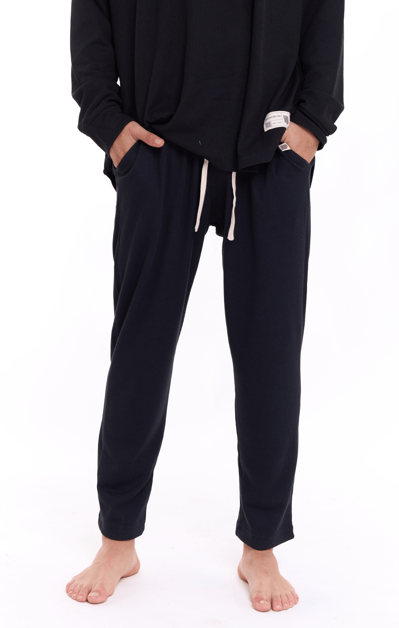 Black - Waffle Unisex Long Pants - GONSURFING
