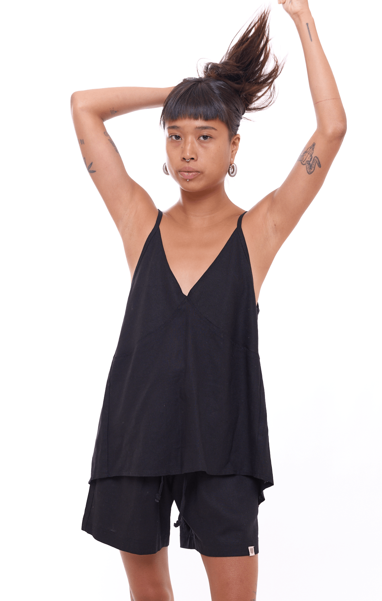 Black - Women Linen Top - GONSURFING