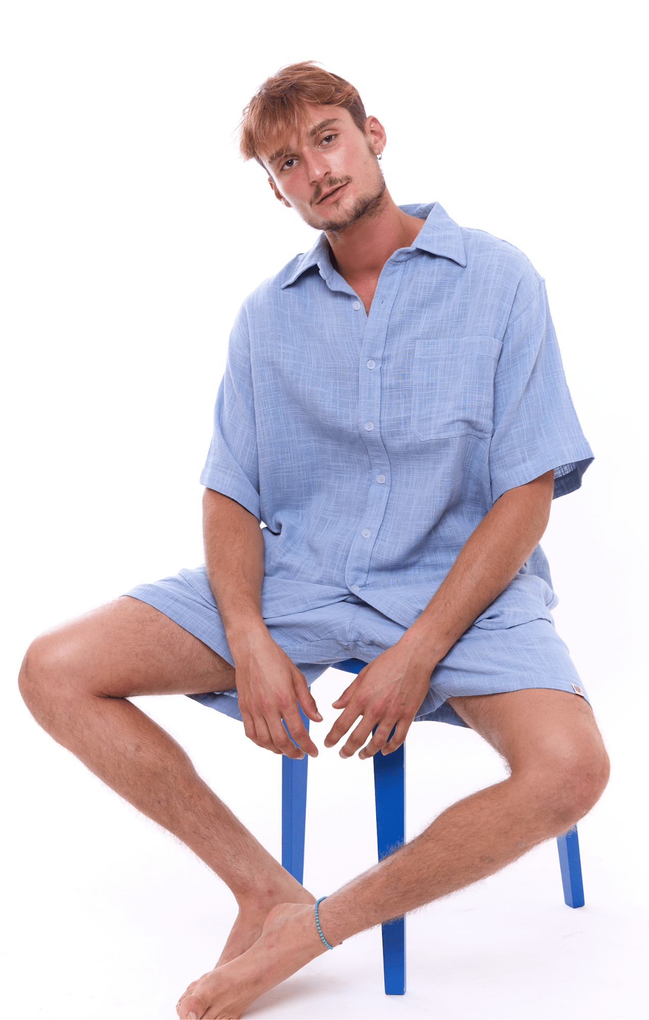 Blue texture - Unisex Oversize Cotton Shirt - GONSURFING