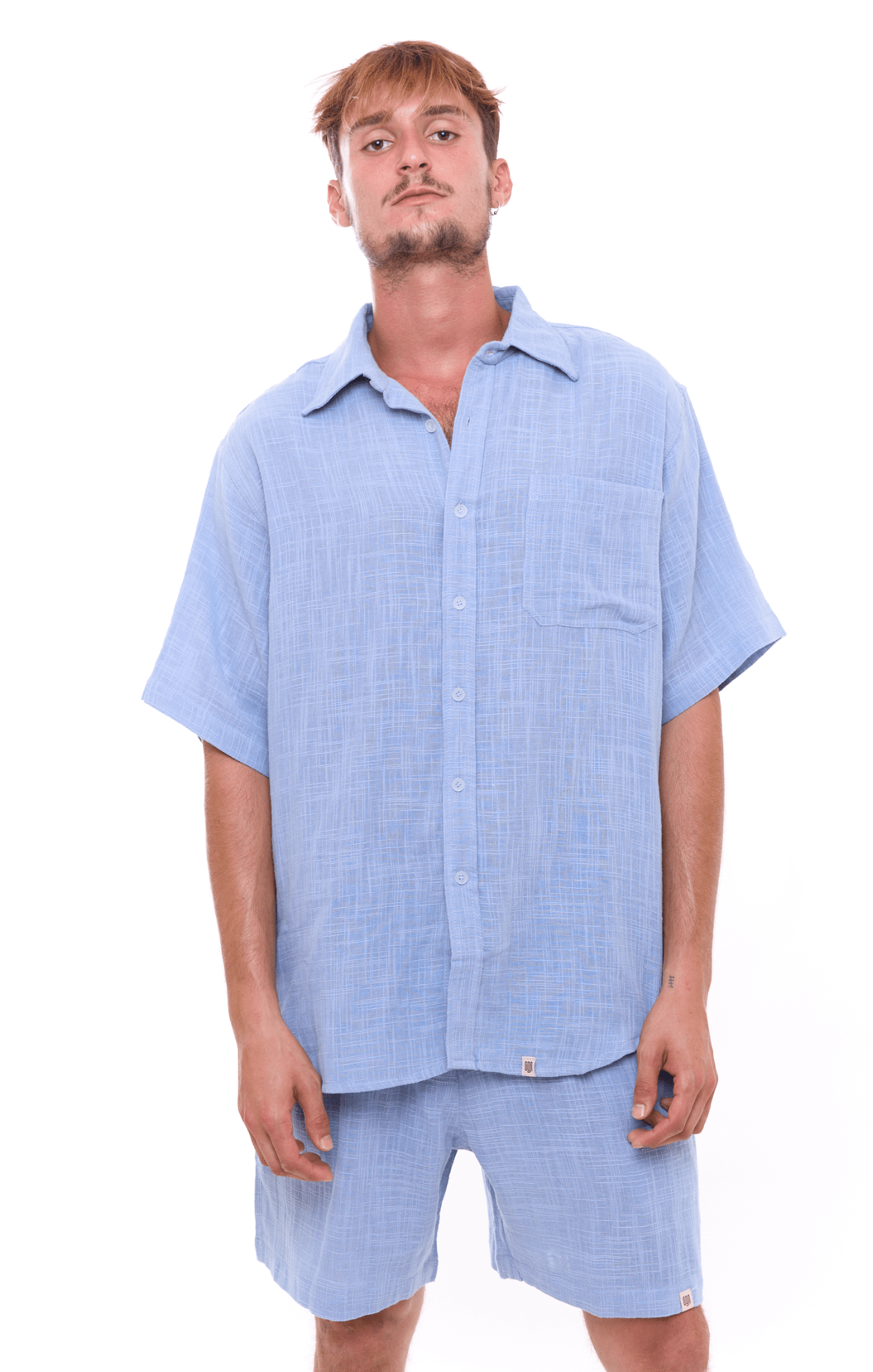 Blue texture - Unisex Oversize Cotton Shirt - GONSURFING