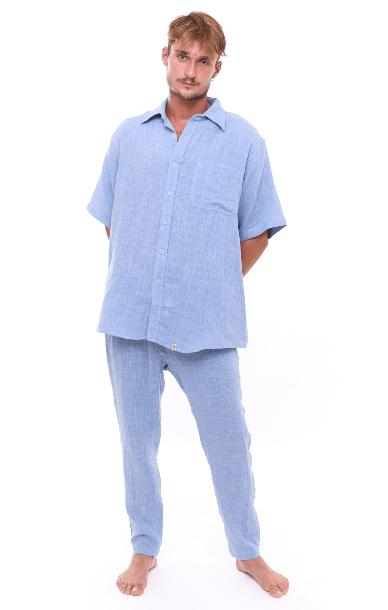 Blue texture - Unisex Oversize Cotton Shirt - GONSURFING