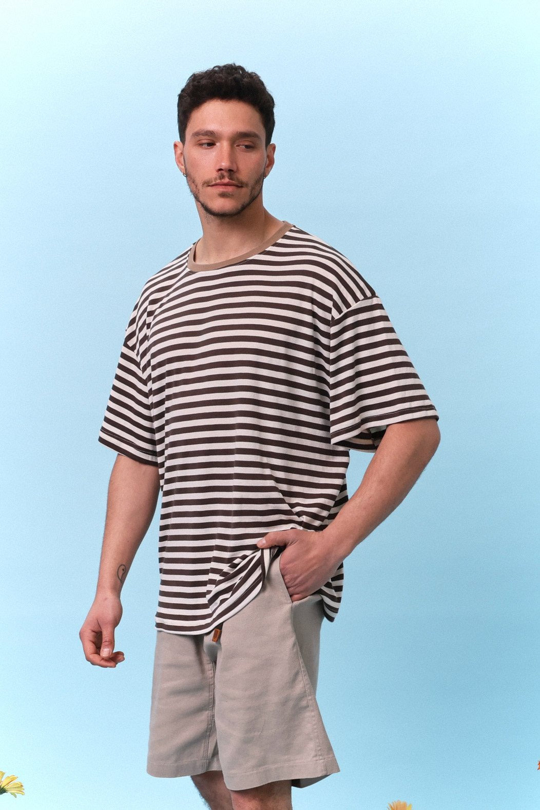 Brown & Cream Stripes - Oversize T-Shirt - GON