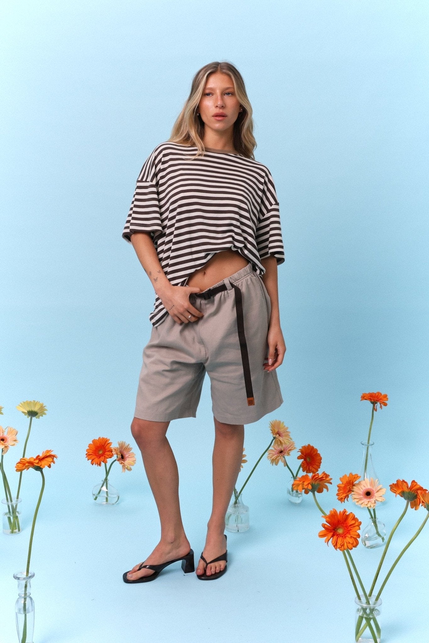 Brown & Cream Stripes - Oversize T-Shirt - GON