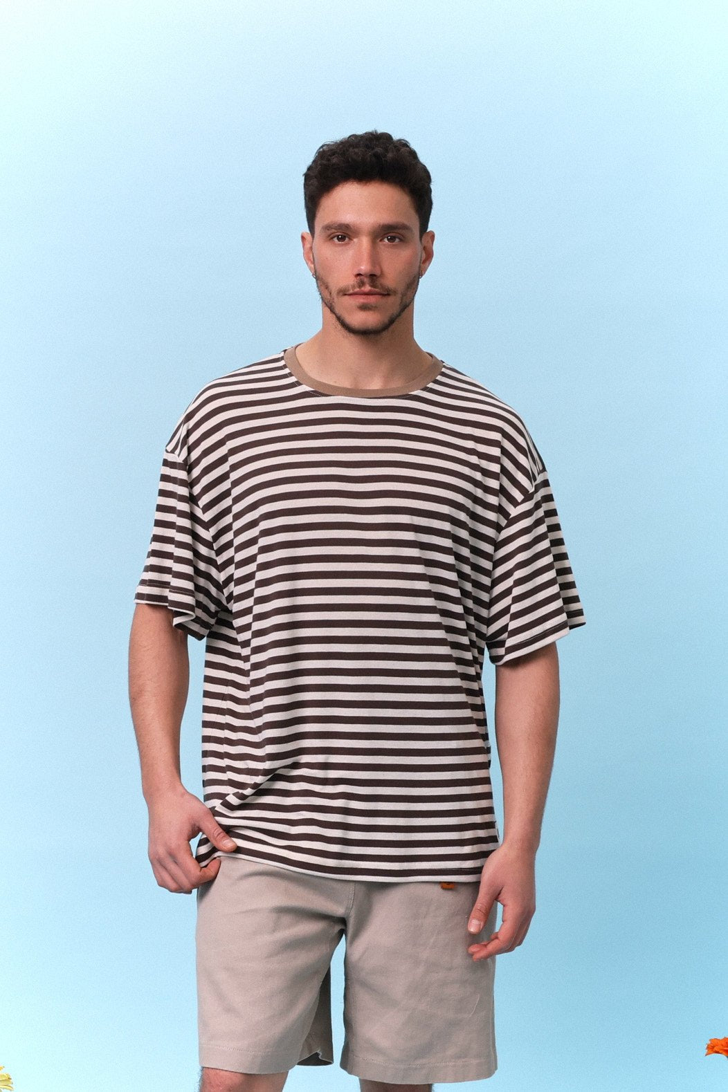 Brown & Cream Stripes - Oversize T-Shirt - GON