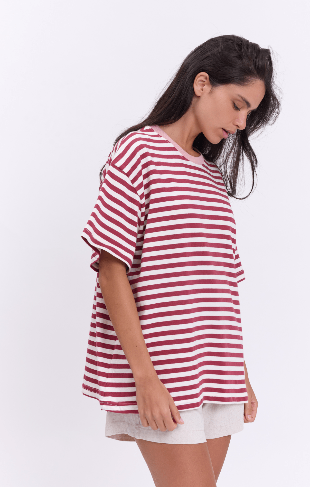 Burgundy Stripes - Oversize T-Shirt - GONSURFING