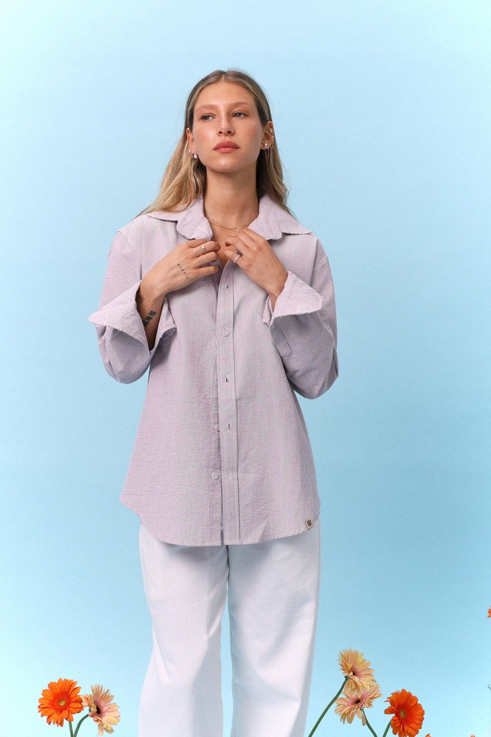 Button Down Shirt – Lilac Stripe - GON
