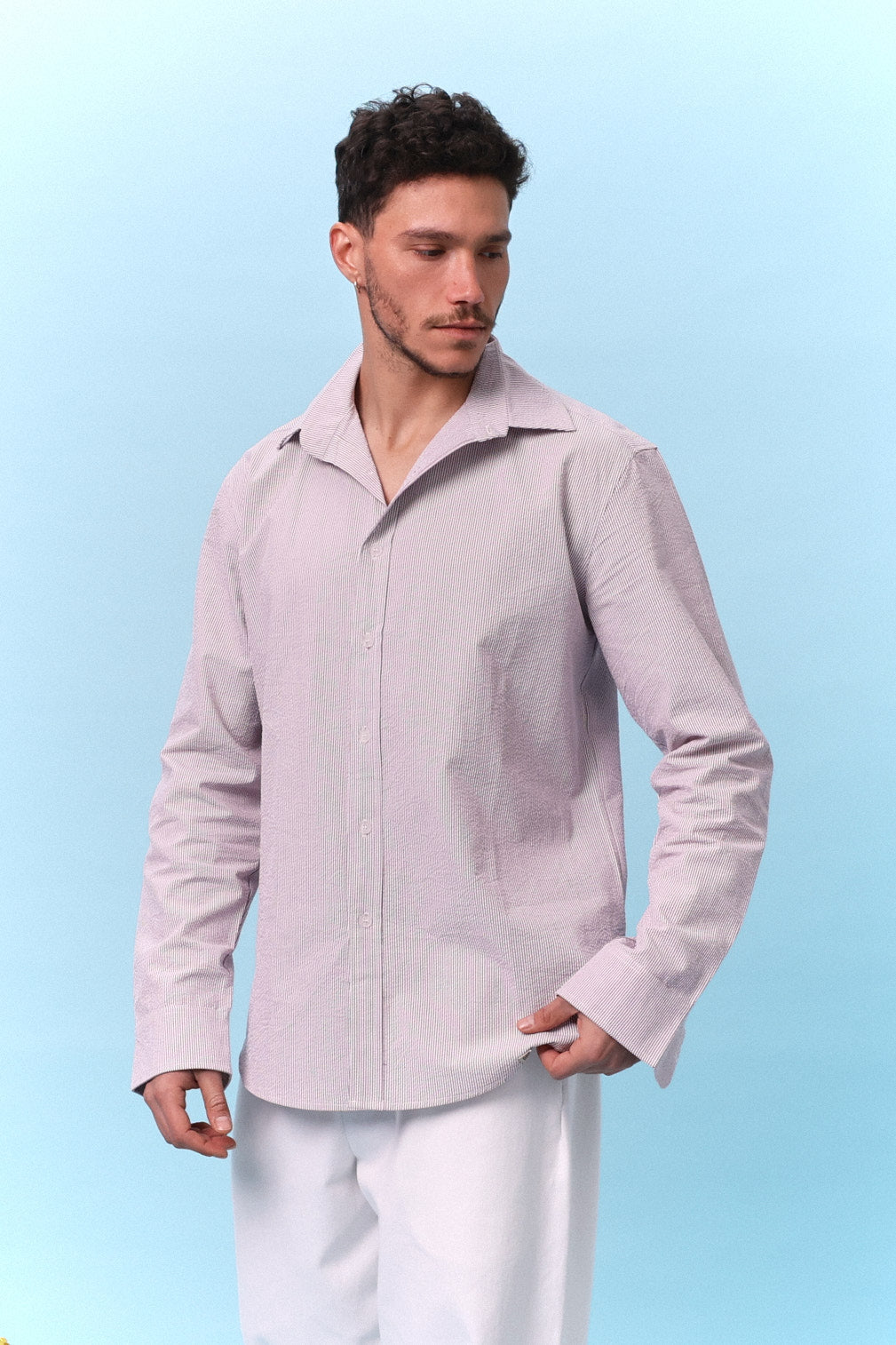 Button Down Shirt – Lilac Stripe - GON