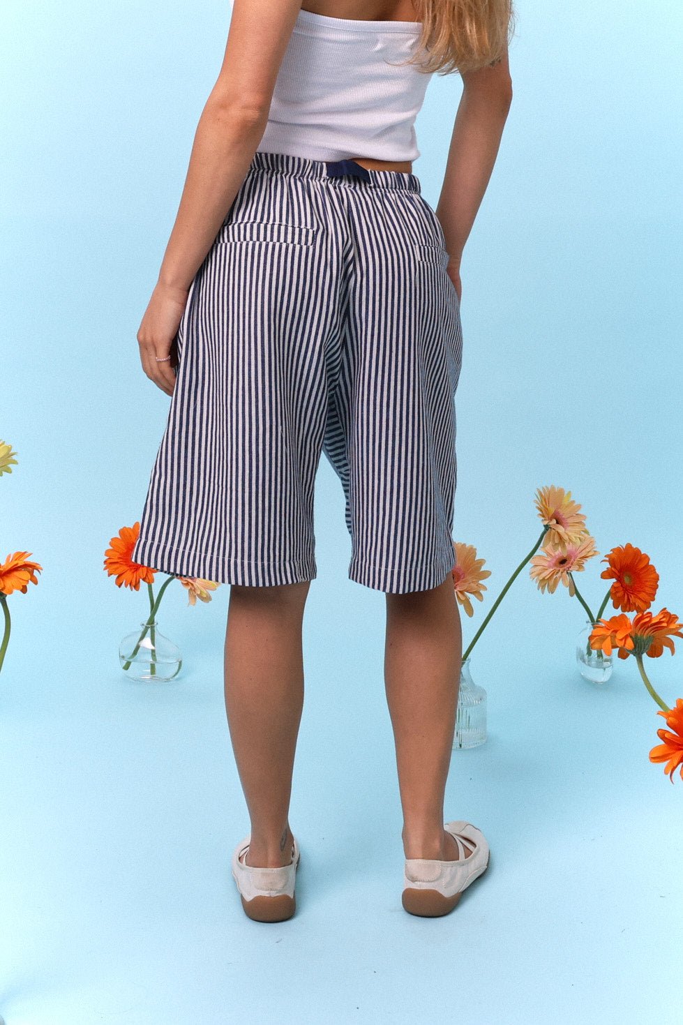 Drill Bermuda Shorts - Blue Stripe - GON