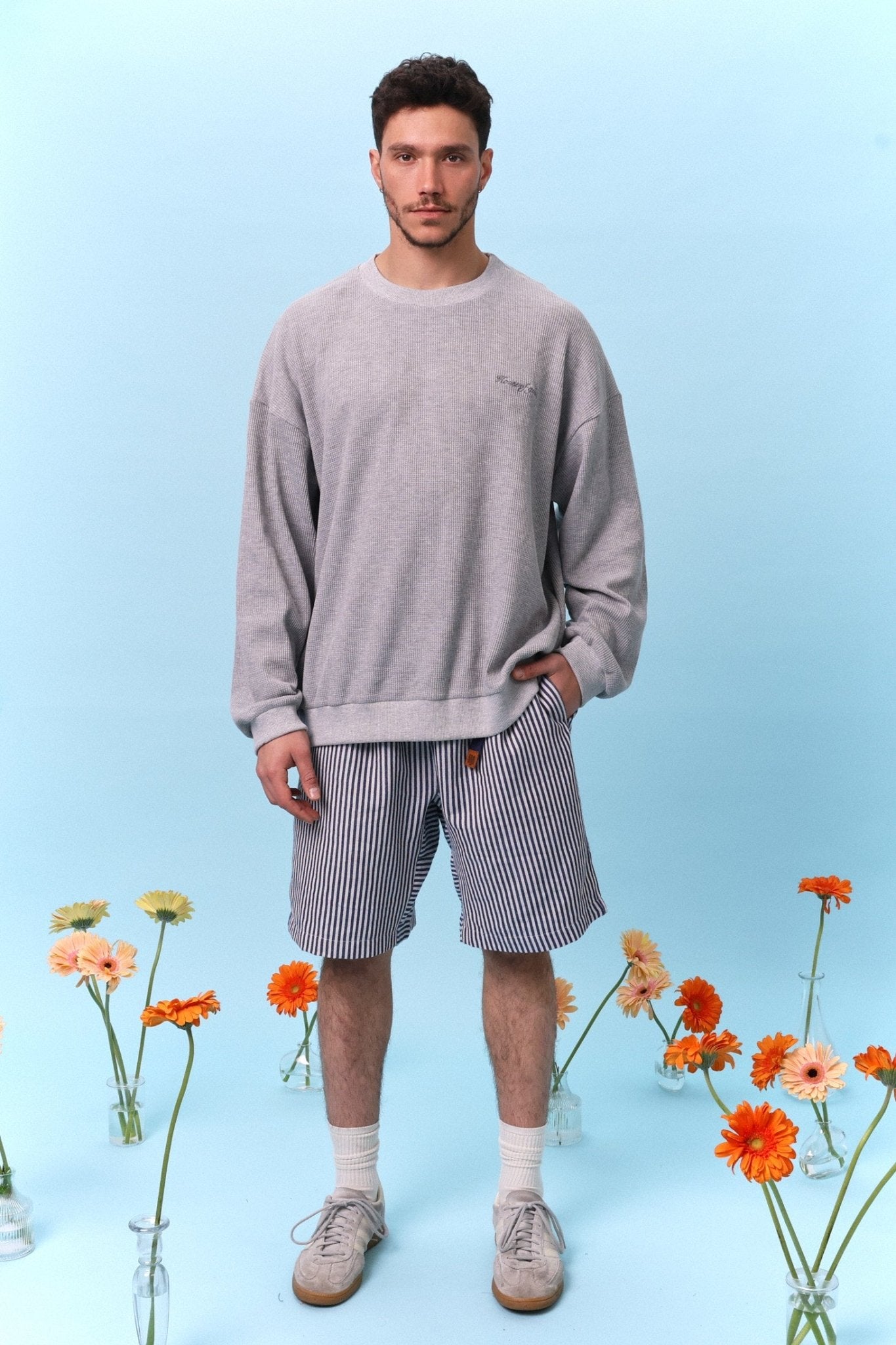 Drill Bermuda Shorts - Blue Stripe - GON