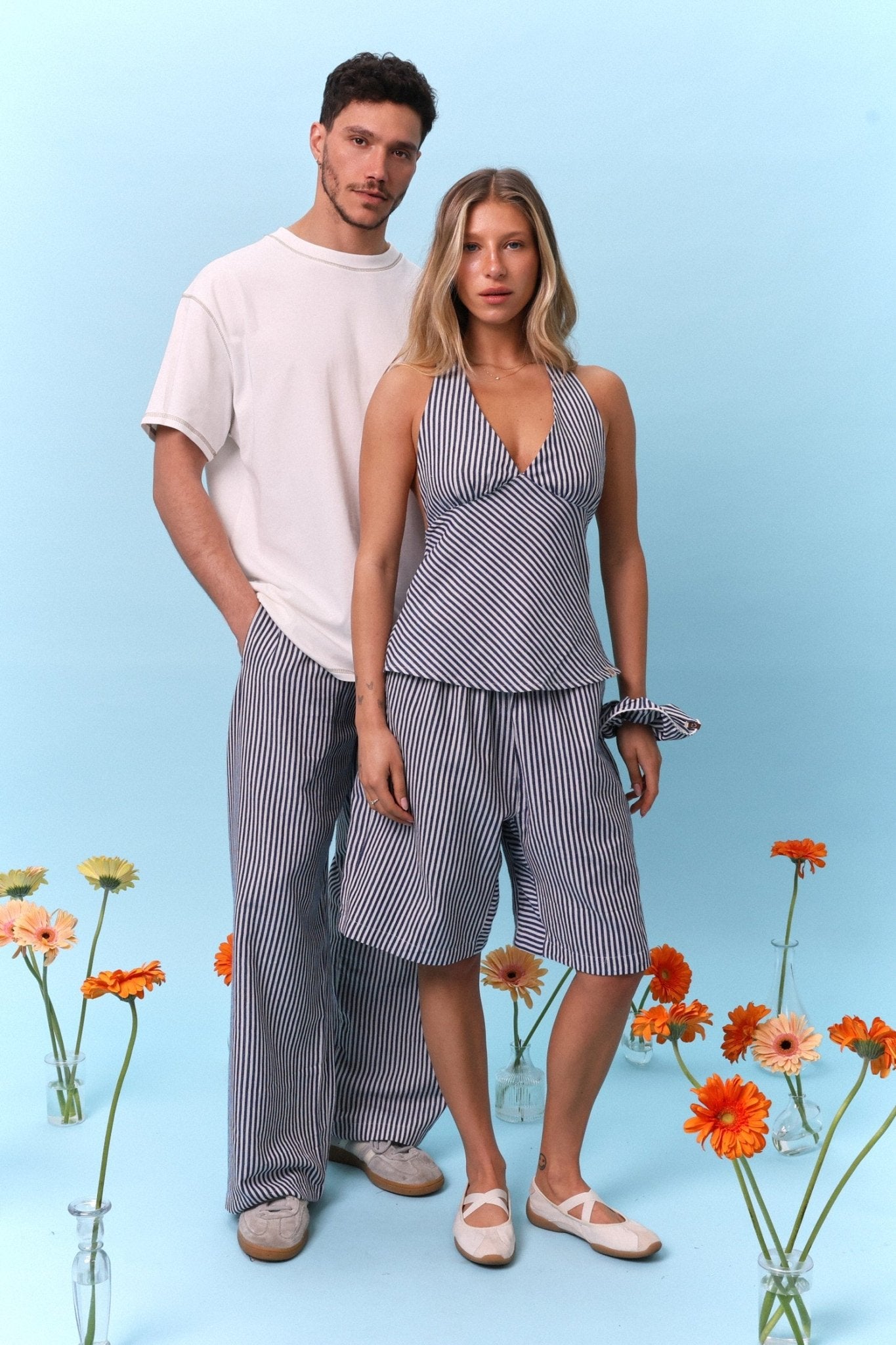 Drill Bermuda Shorts - Blue Stripe - GON