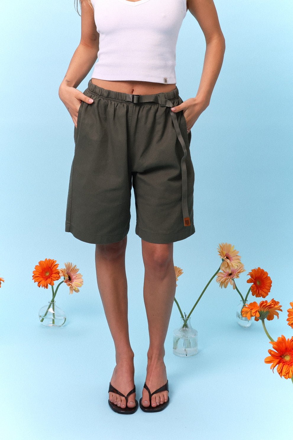 Drill Bermuda Shorts - Green - GON